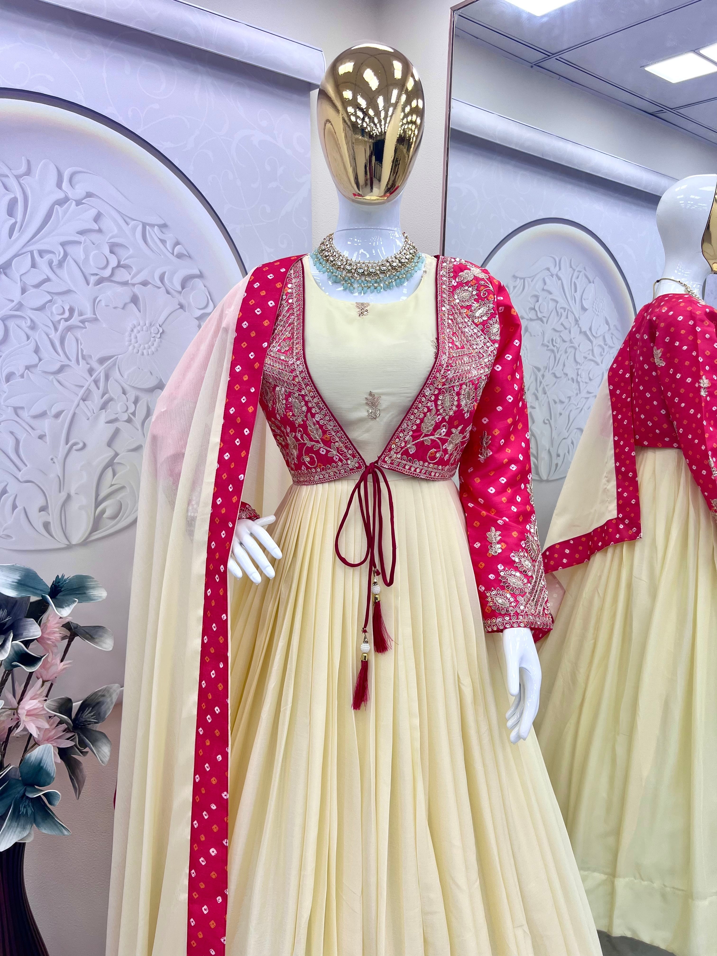 Fancy Gown With Embroidery Sequins & Codding Work