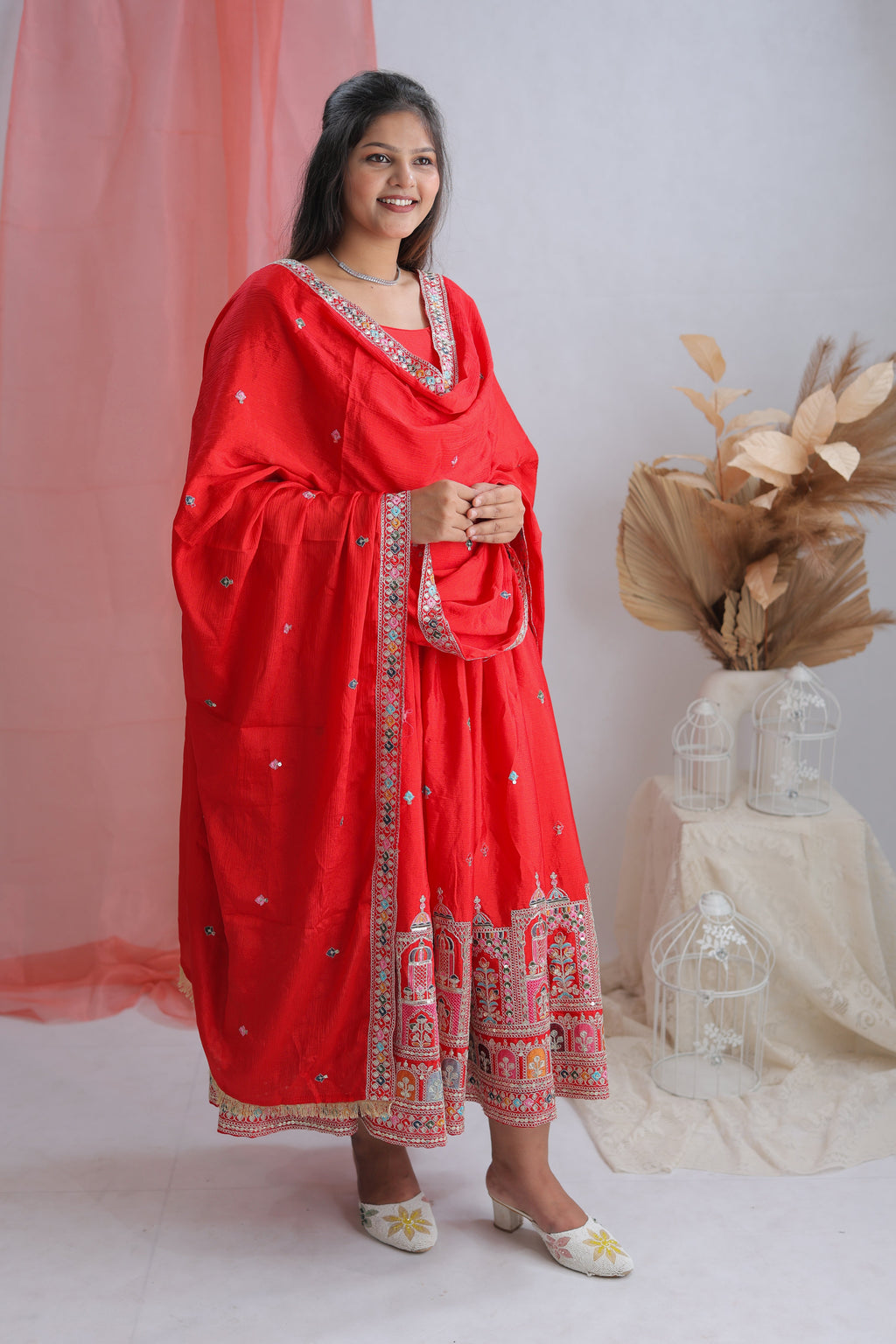 Party Wear Beautiful Anarkali Gown -Pent And Beautiful Dupatta
