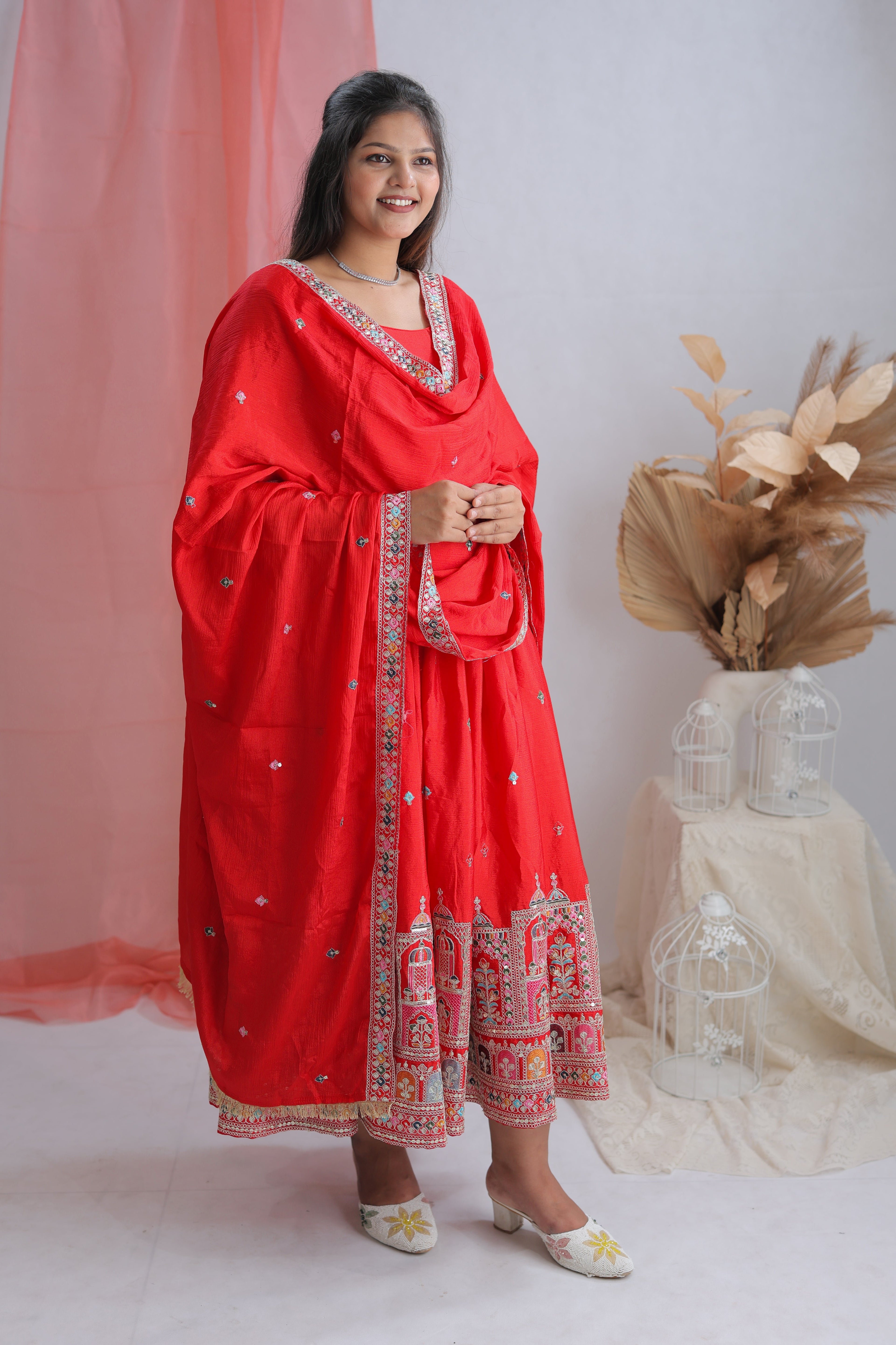Party Wear Beautiful Anarkali Gown -Pent And Beautiful Dupatta