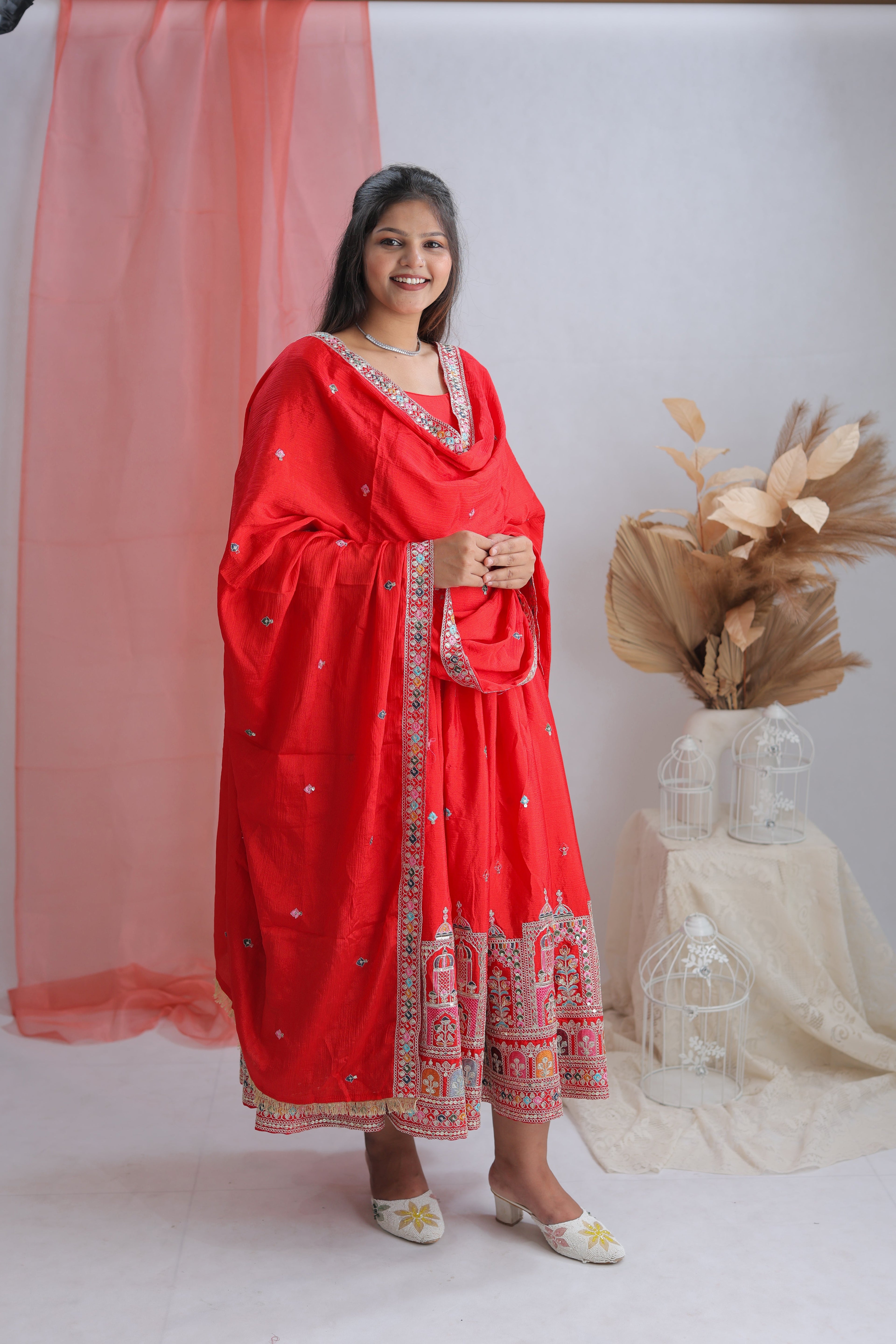 Party Wear Beautiful Anarkali Gown -Pent And Beautiful Dupatta