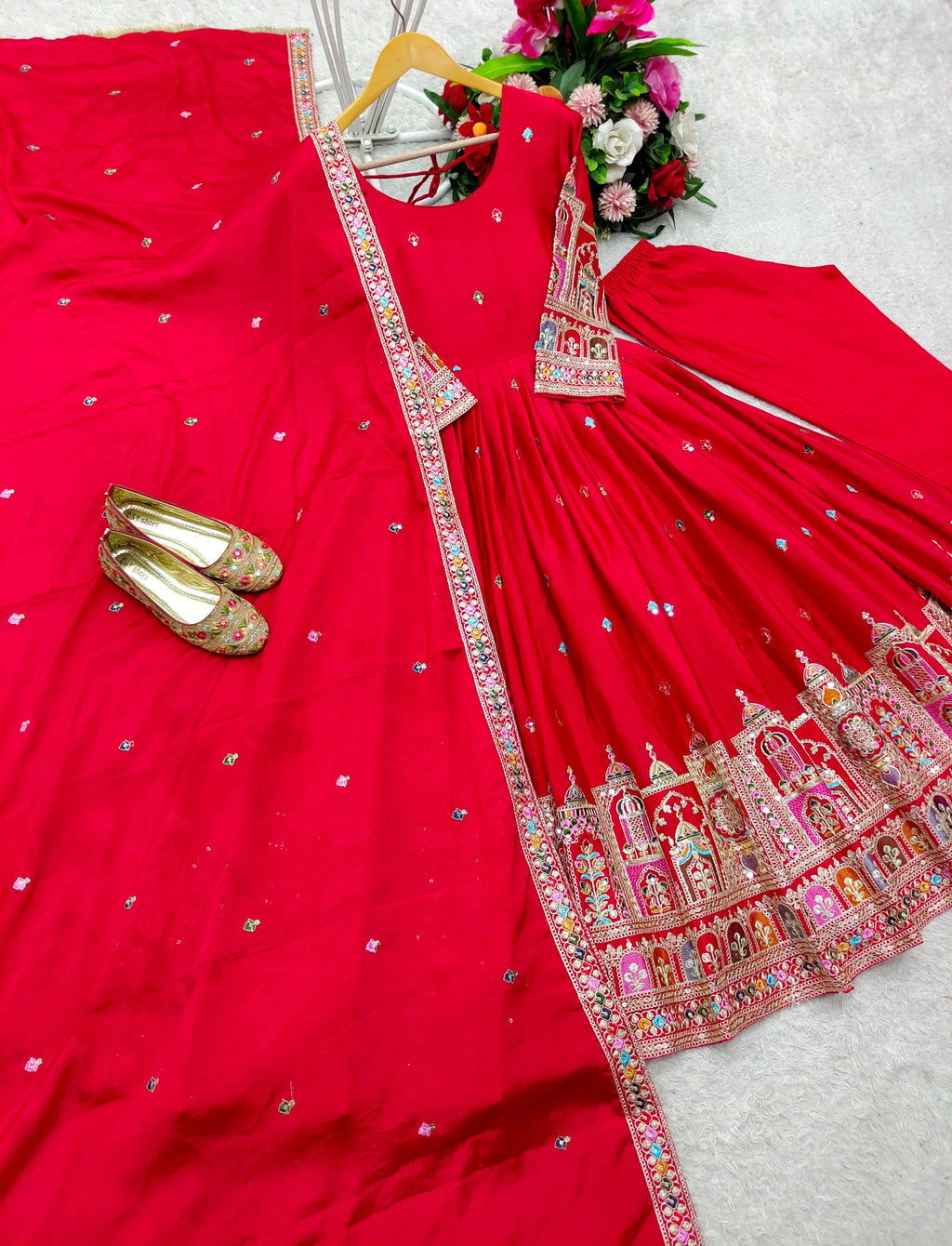 Party Wear Beautiful Anarkali Gown -Pent And Beautiful Dupatta
