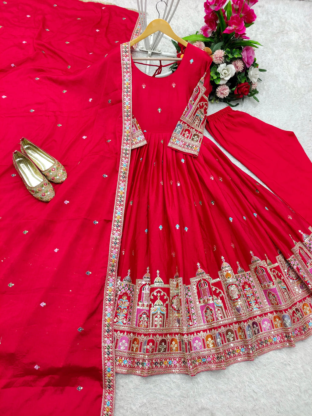 Party Wear Beautiful Anarkali Gown -Pent And Beautiful Dupatta