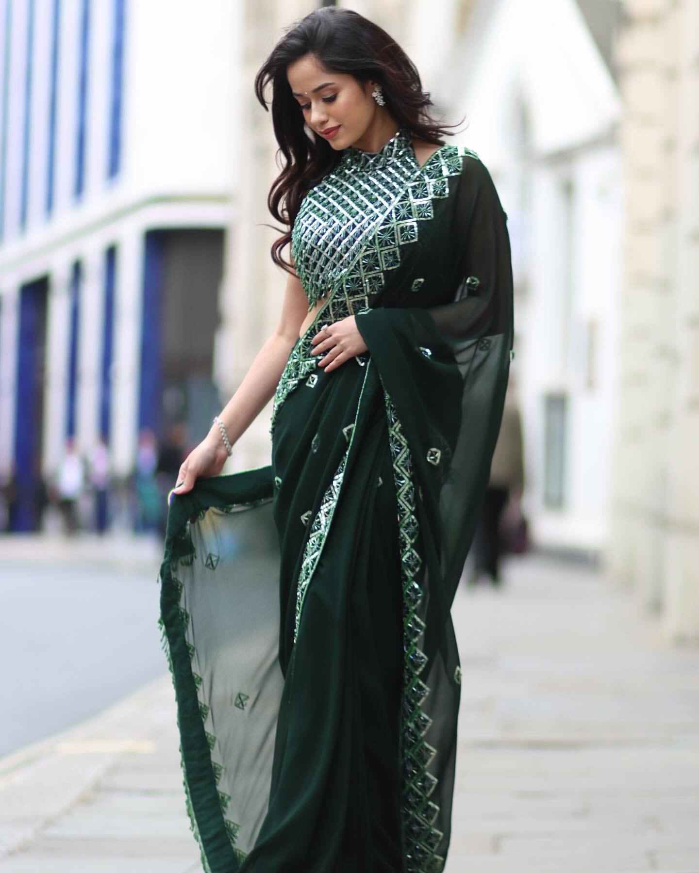 Party Wear Saree With Beautiful Sequence Embroidery Work