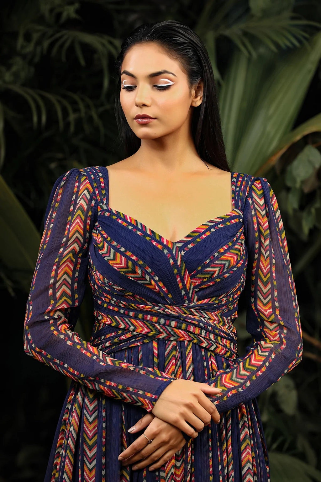 Designer Party Wear Look  Gown With Digital Print