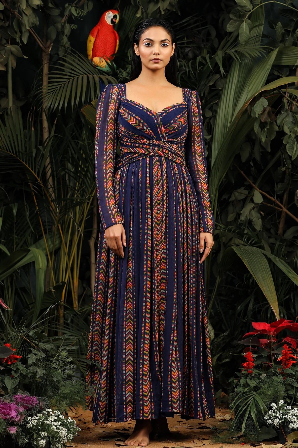 Designer Party Wear Look  Gown With Digital Print