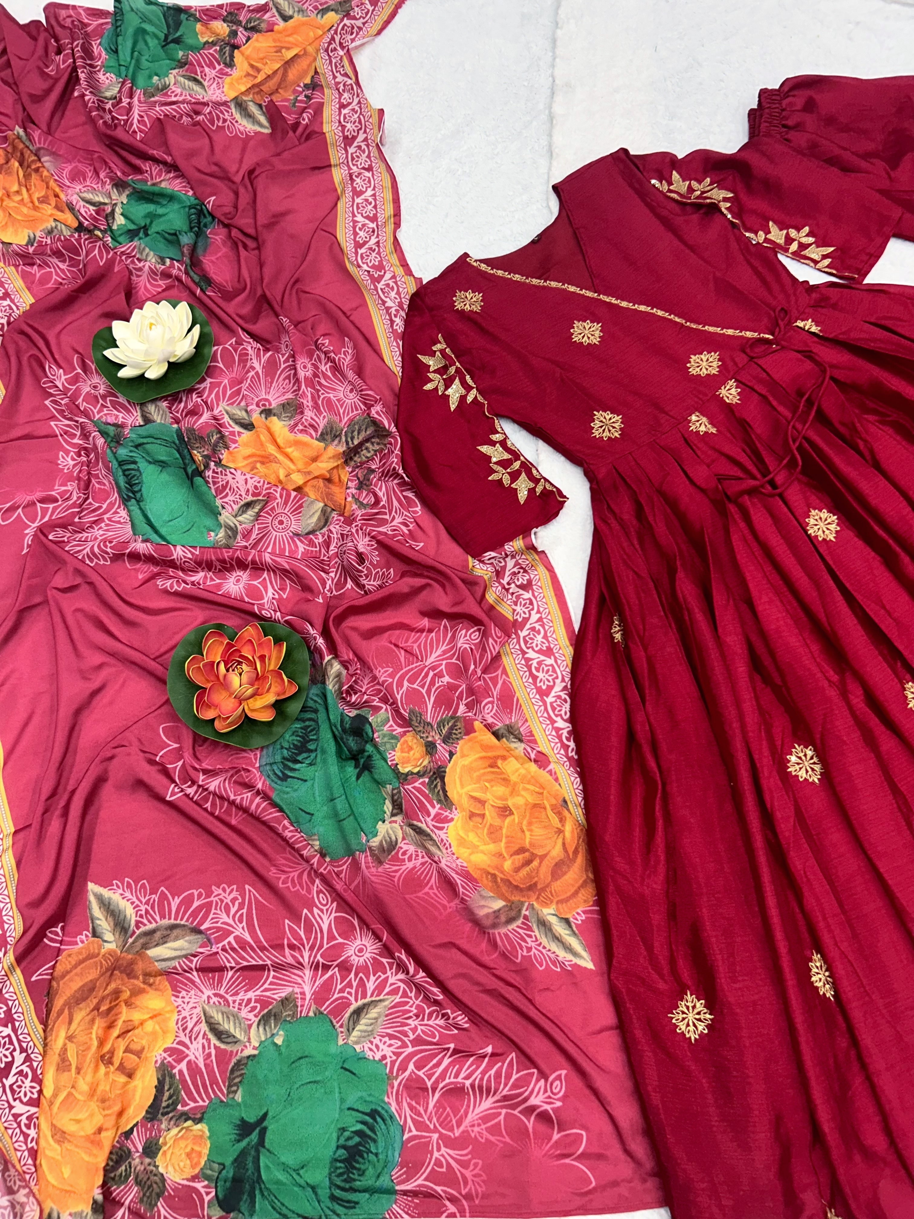 Party Wear Designer Anarkali Gown And Dupatta With Dupatta