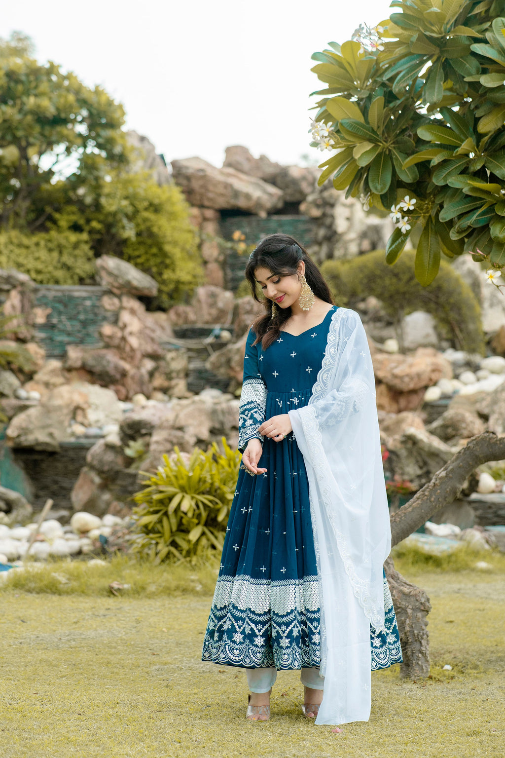 Party Wear Anarkali Gown With Thread & Sequence Embroidery Work