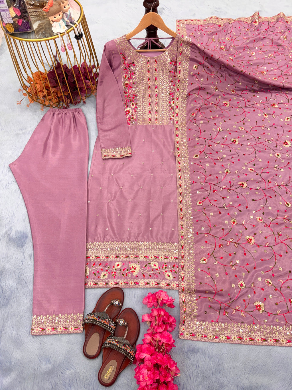 Designer Party Wear Look Top Bottom & Dupatta Set