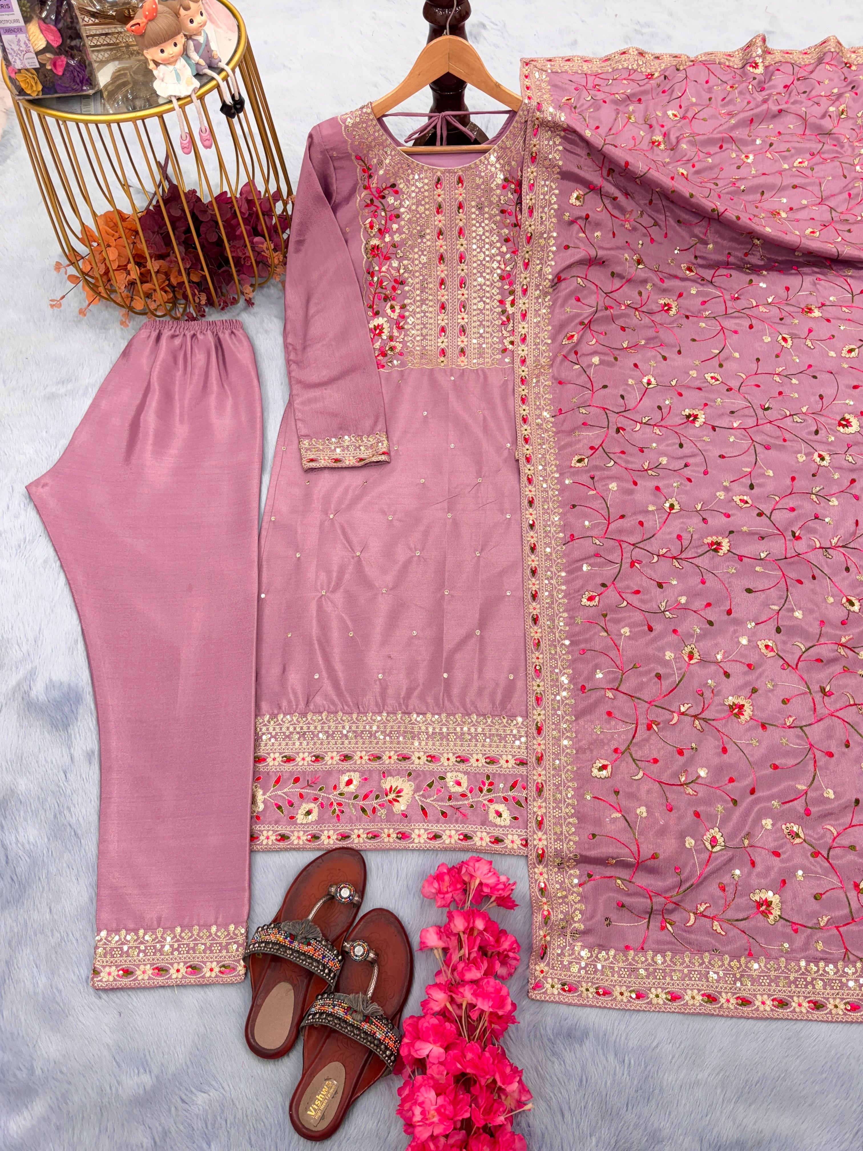 Designer Party Wear Look Top Bottom & Dupatta Set