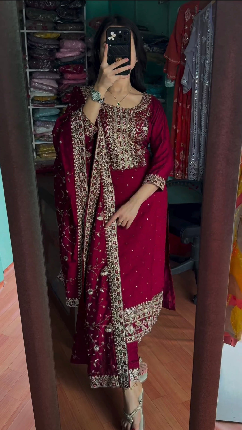 Designer Party Wear Look Top Bottom & Dupatta Set