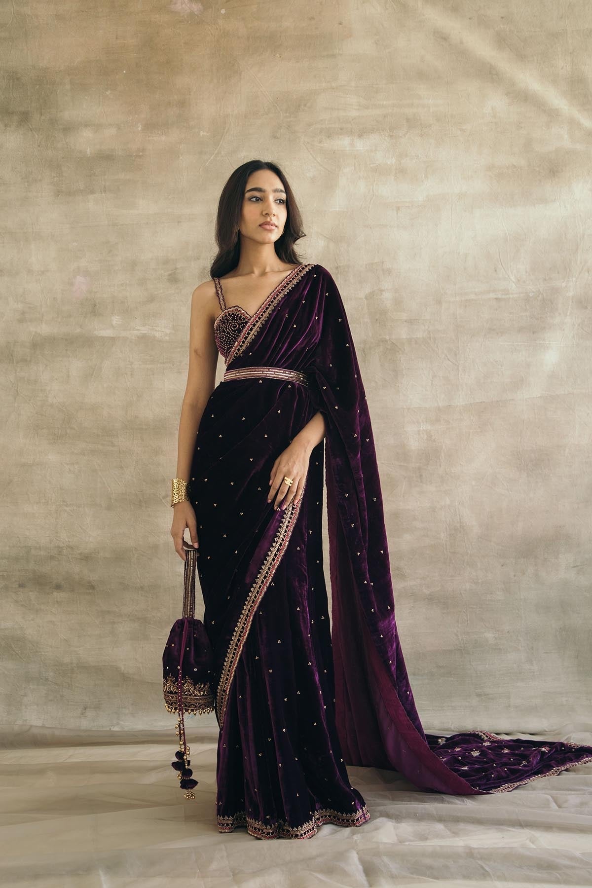 Party Wear Beautiful Saree With Sequence, Dori & Thread Work