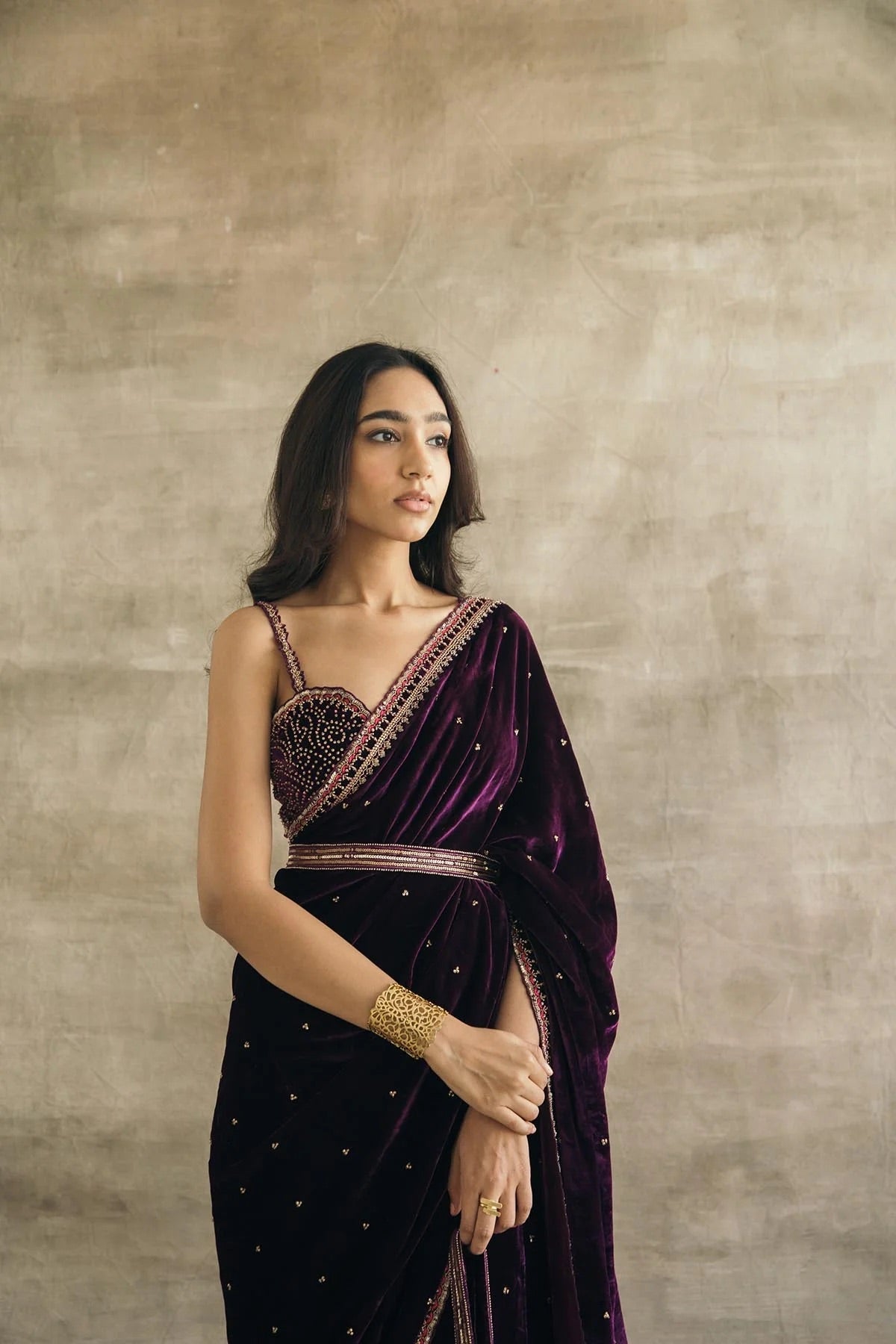 Party Wear Beautiful Saree With Sequence, Dori & Thread Work