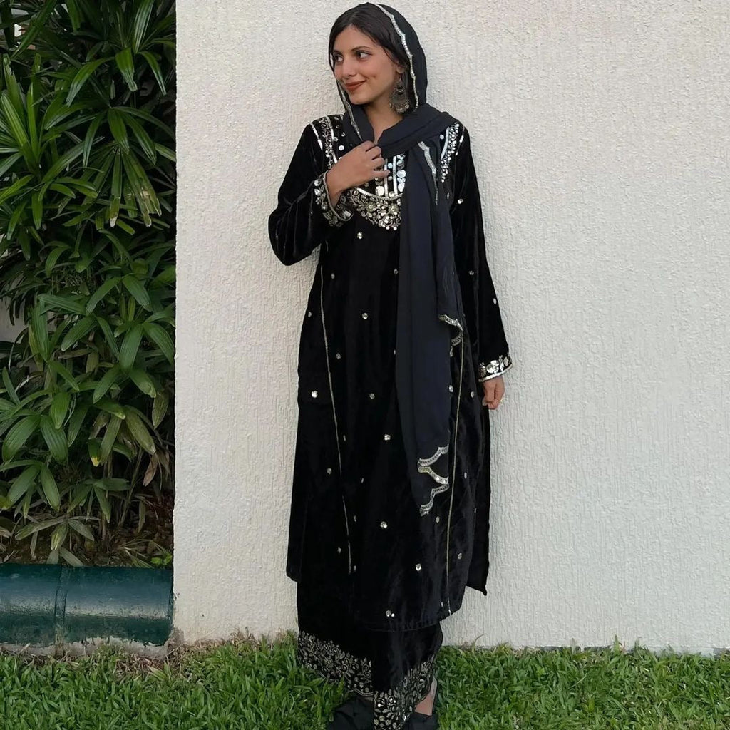 Fancy Wedding Wear Top Bottom & Dupatta With Embroidery Work