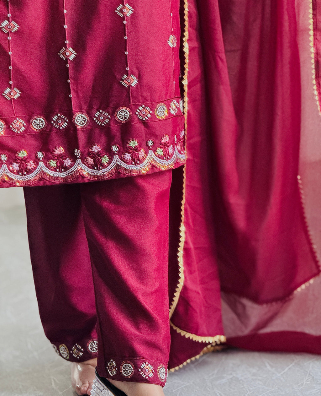 Beautiful Party Wear Top Bottom And Dupatta