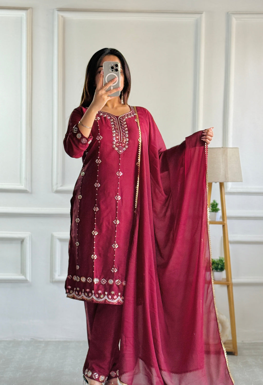 Beautiful Party Wear Top Bottom And Dupatta