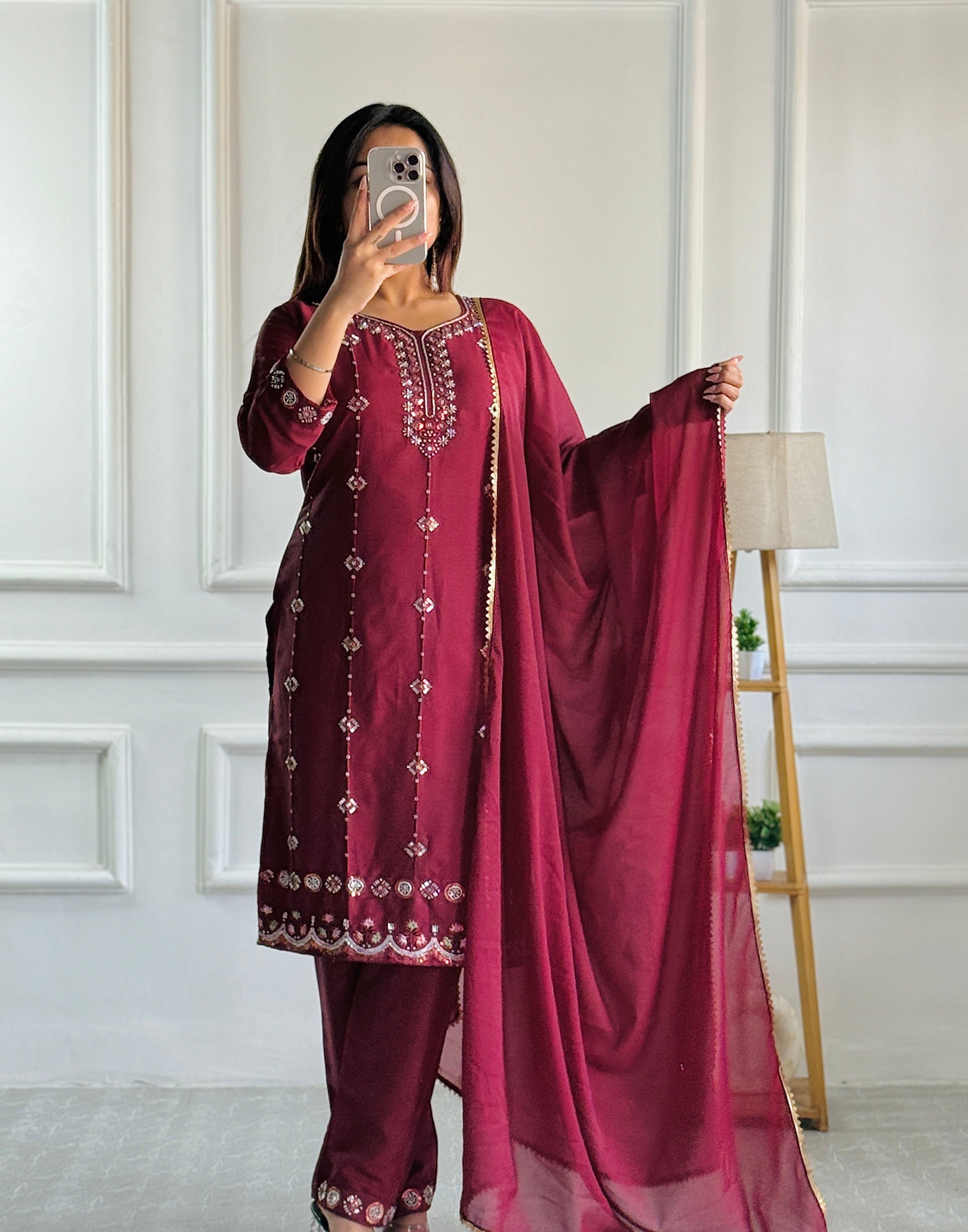 Beautiful Party Wear Top Bottom And Dupatta