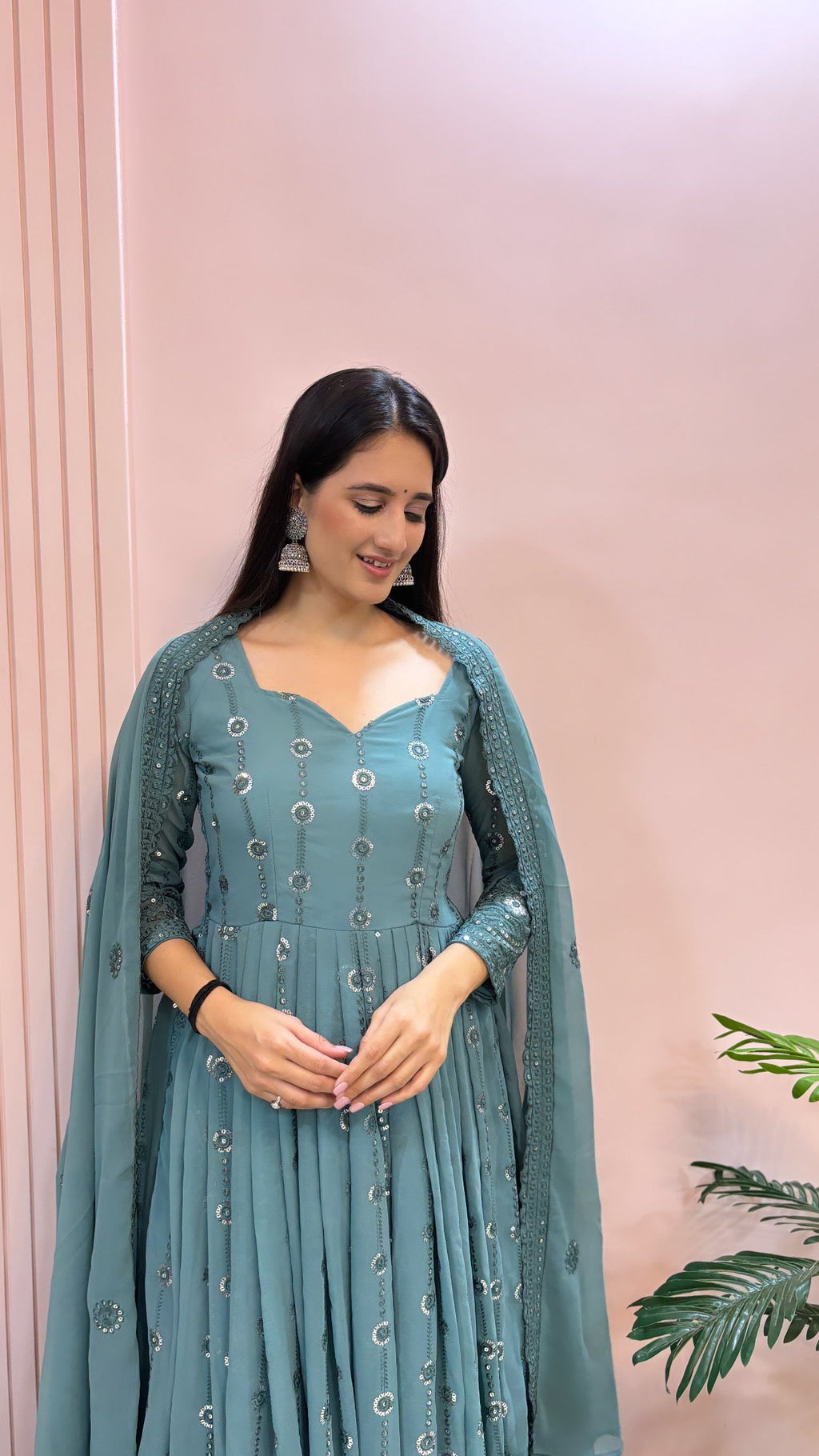 Beautiful Party Wear Gown Pent And Fancy Dupatta