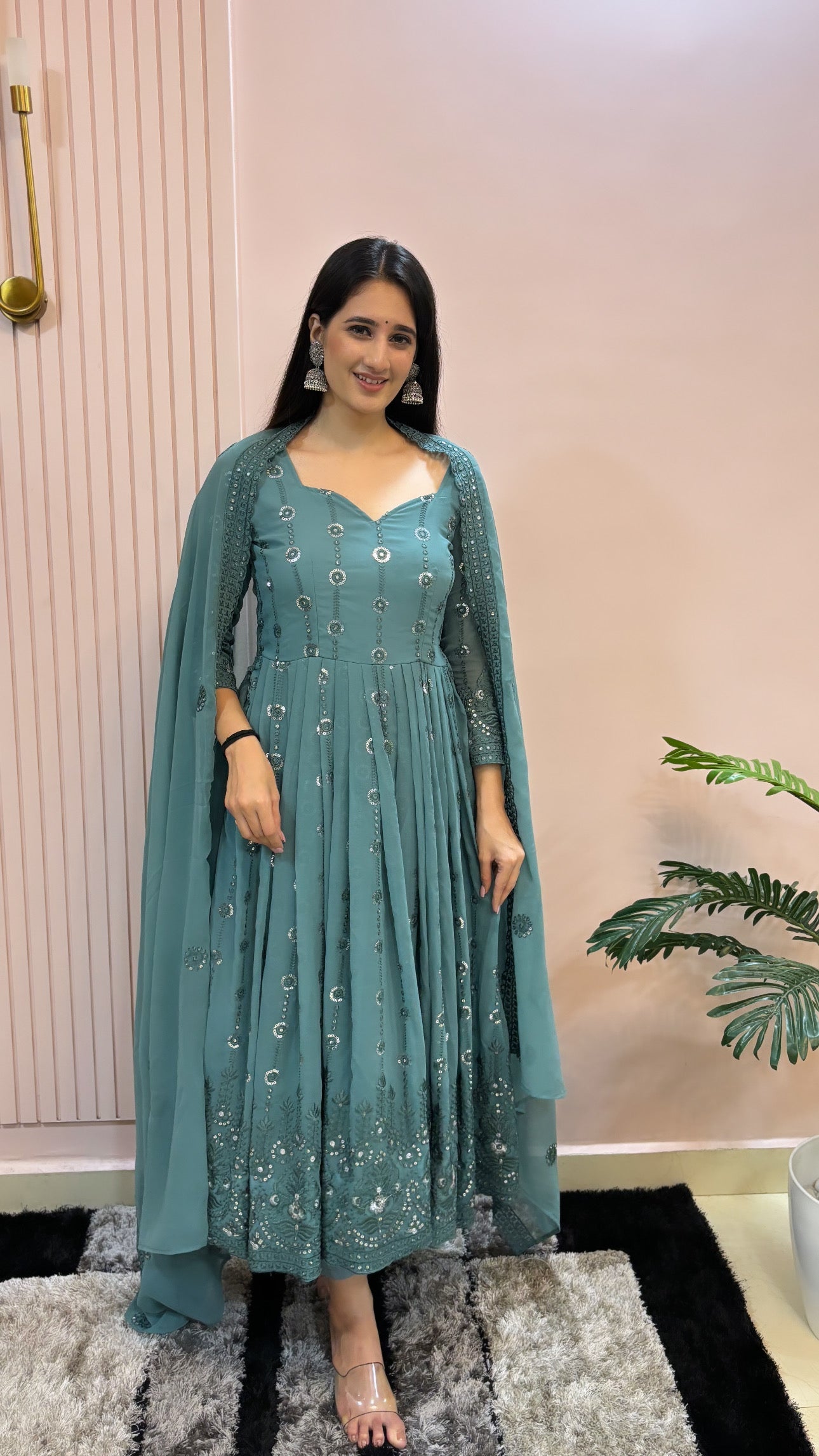 Beautiful Party Wear Gown Pent And Fancy Dupatta
