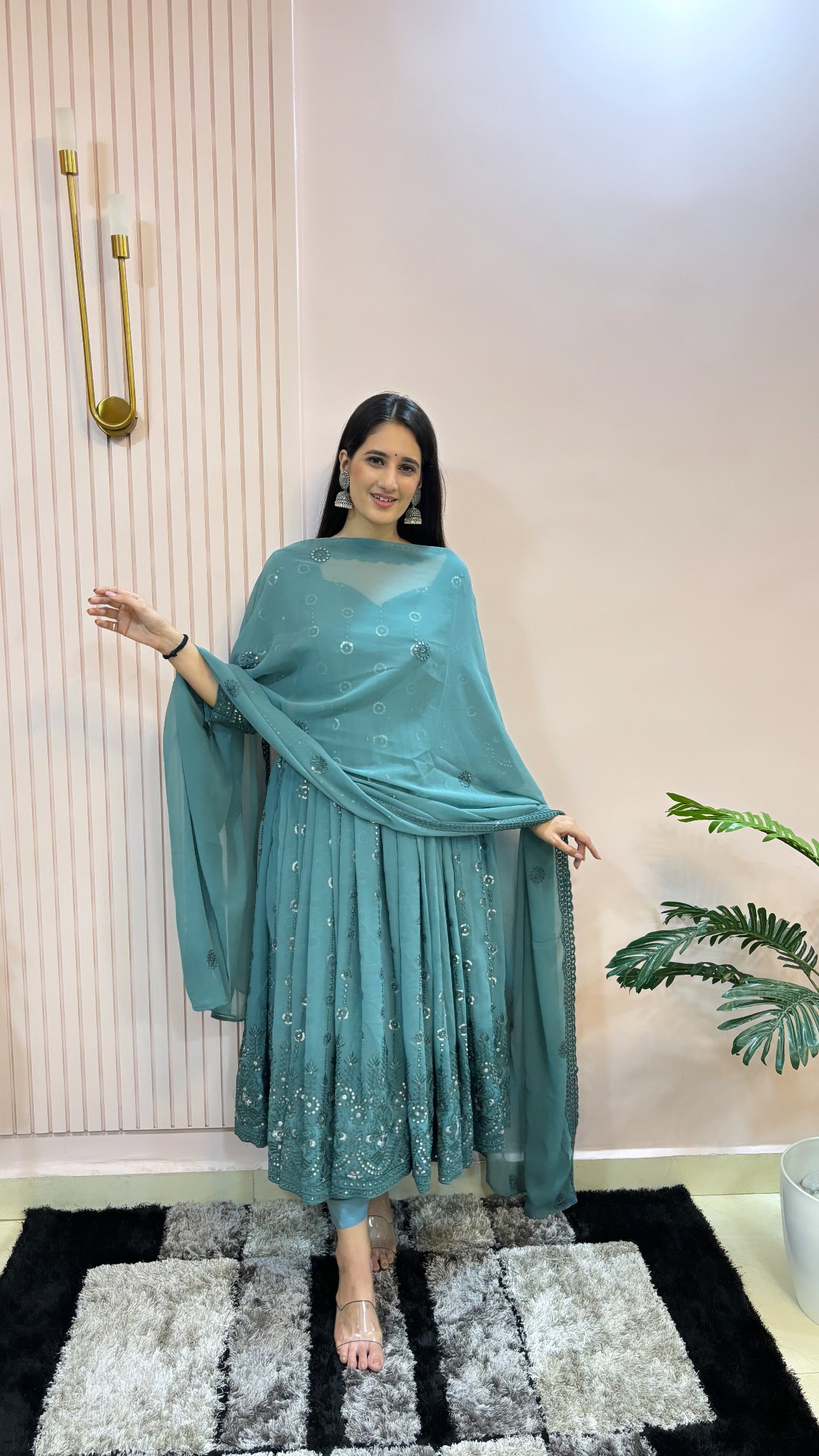 Beautiful Party Wear Gown Pent And Fancy Dupatta