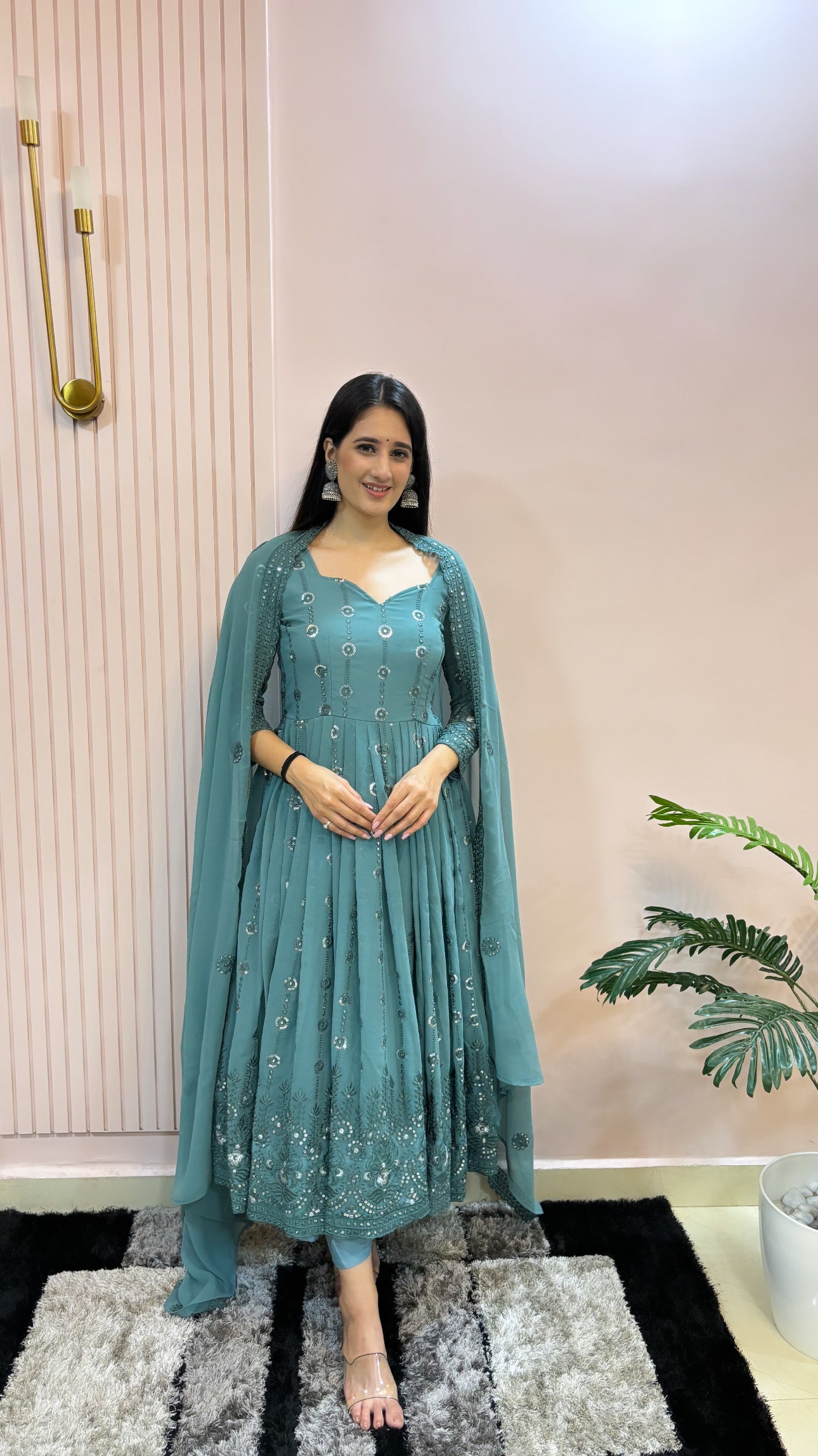 Beautiful Party Wear Gown Pent And Fancy Dupatta