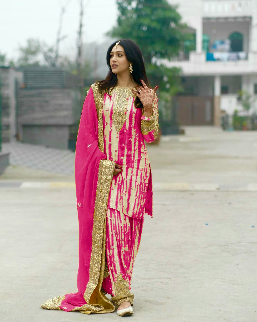 Fancy Top-Patiala And Dupatta With Digital Print And Heavy Embroidery Sequence Work