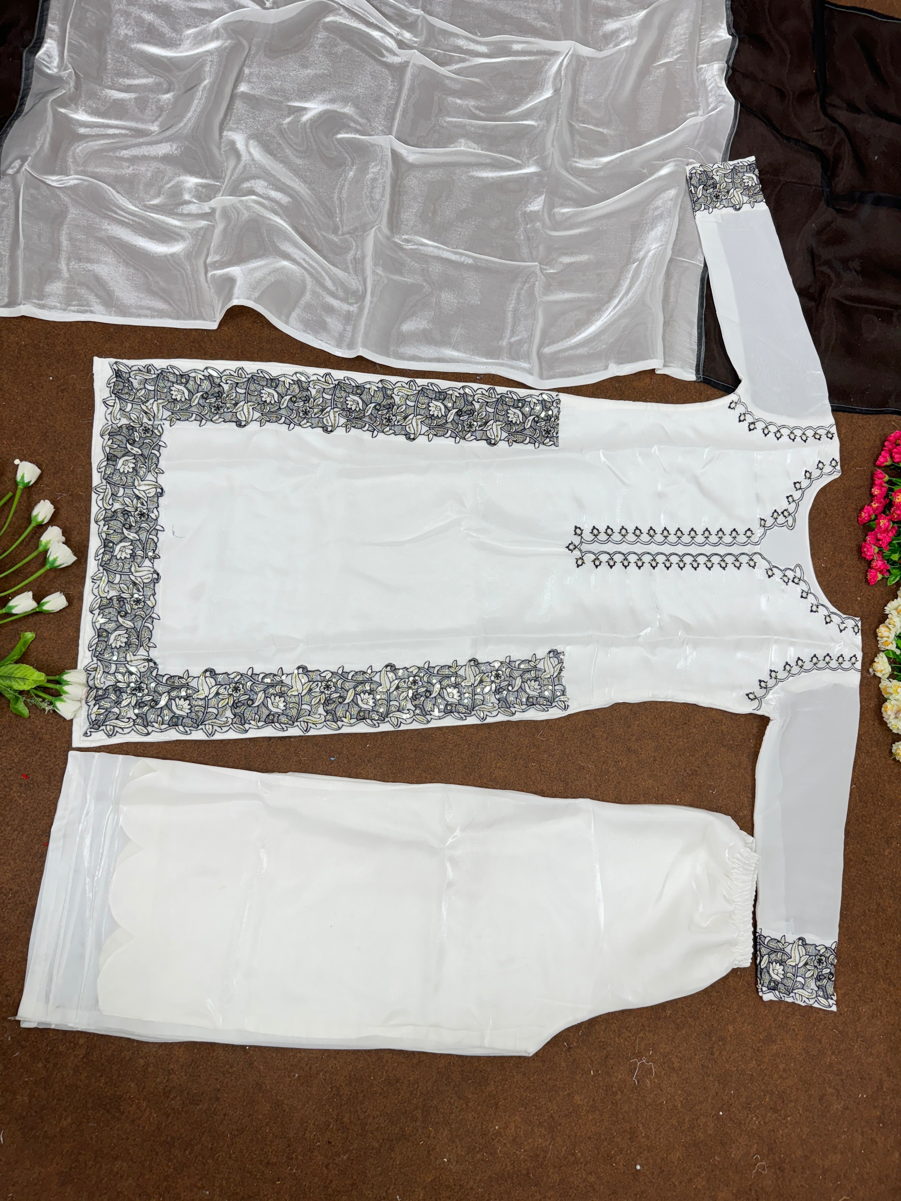 Beautiful Party Wear Top And Plazzo With Fancy Dupatta