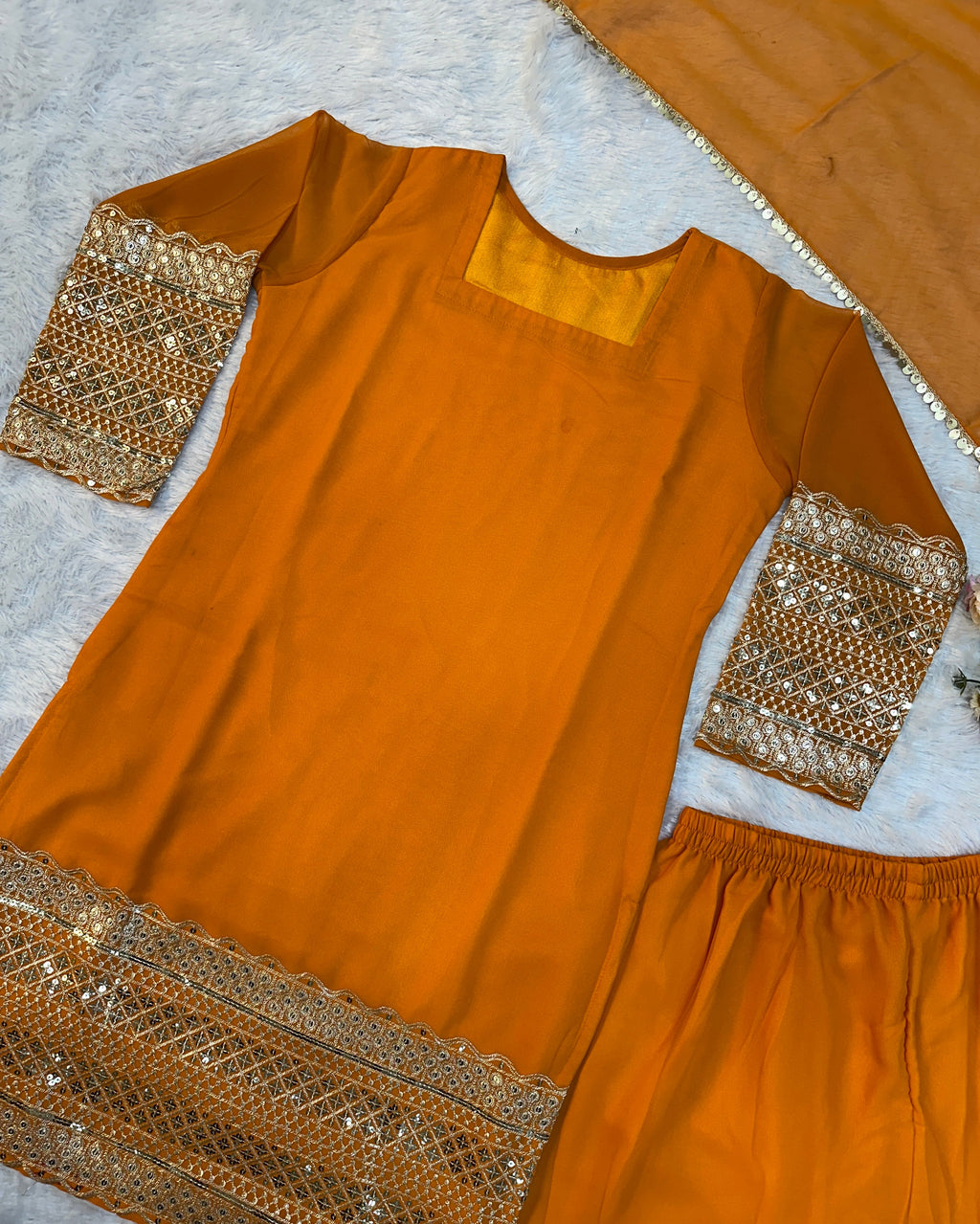 Beautiful Party Wear Look Top And Plazzo With Fancy Dupatta