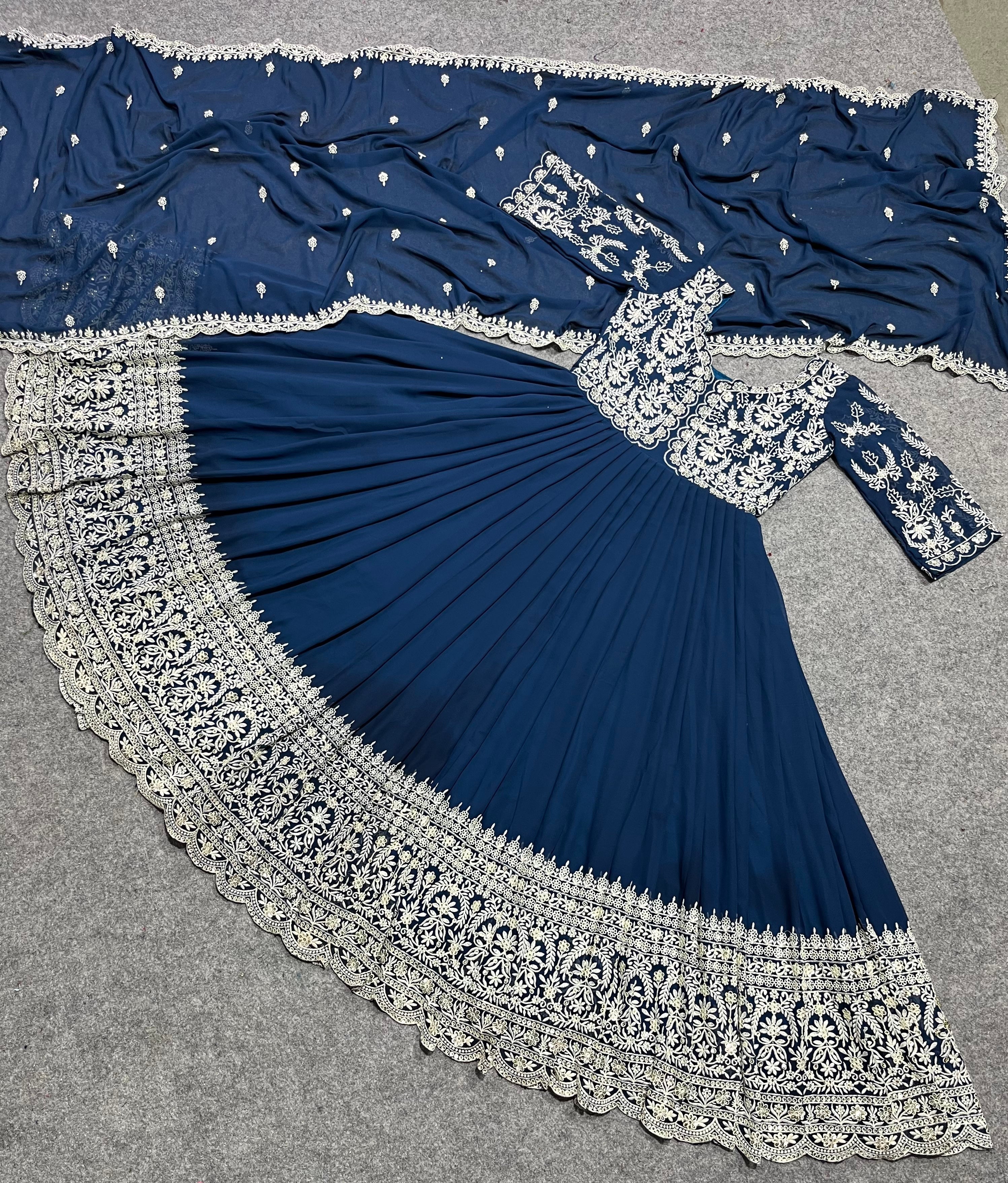 Party Wear Designer Anarkali Gown With Beautiful Dupatta