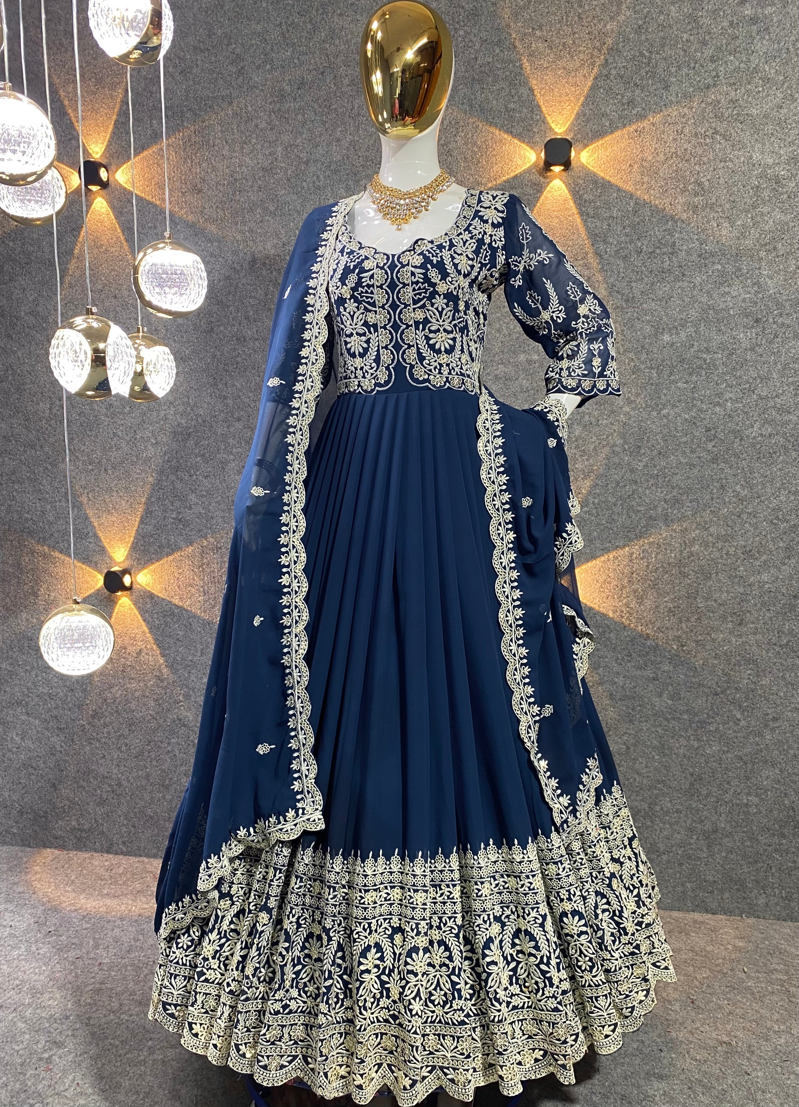Party Wear Designer Anarkali Gown With Beautiful Dupatta