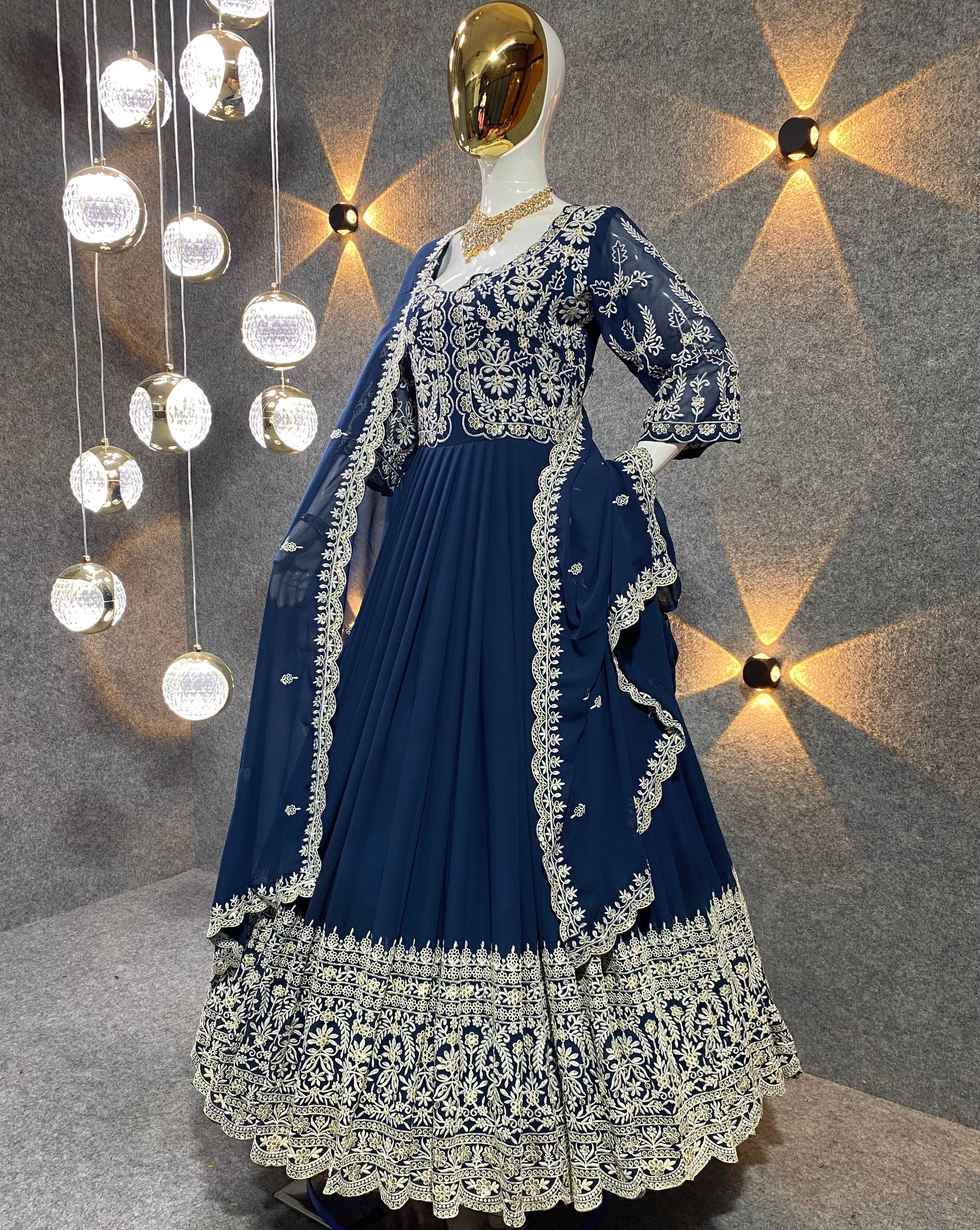 Party Wear Designer Anarkali Gown With Beautiful Dupatta