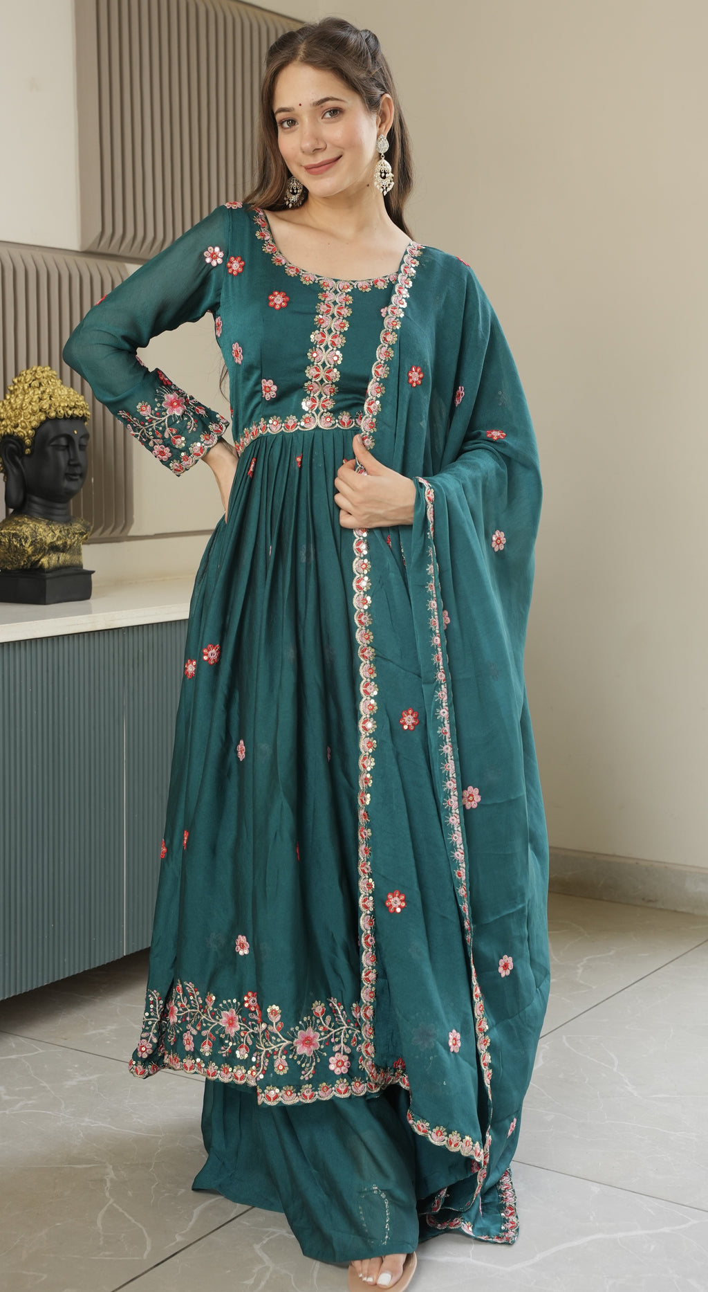 Designer Party Wear Look Gown, Pent And Dupatta