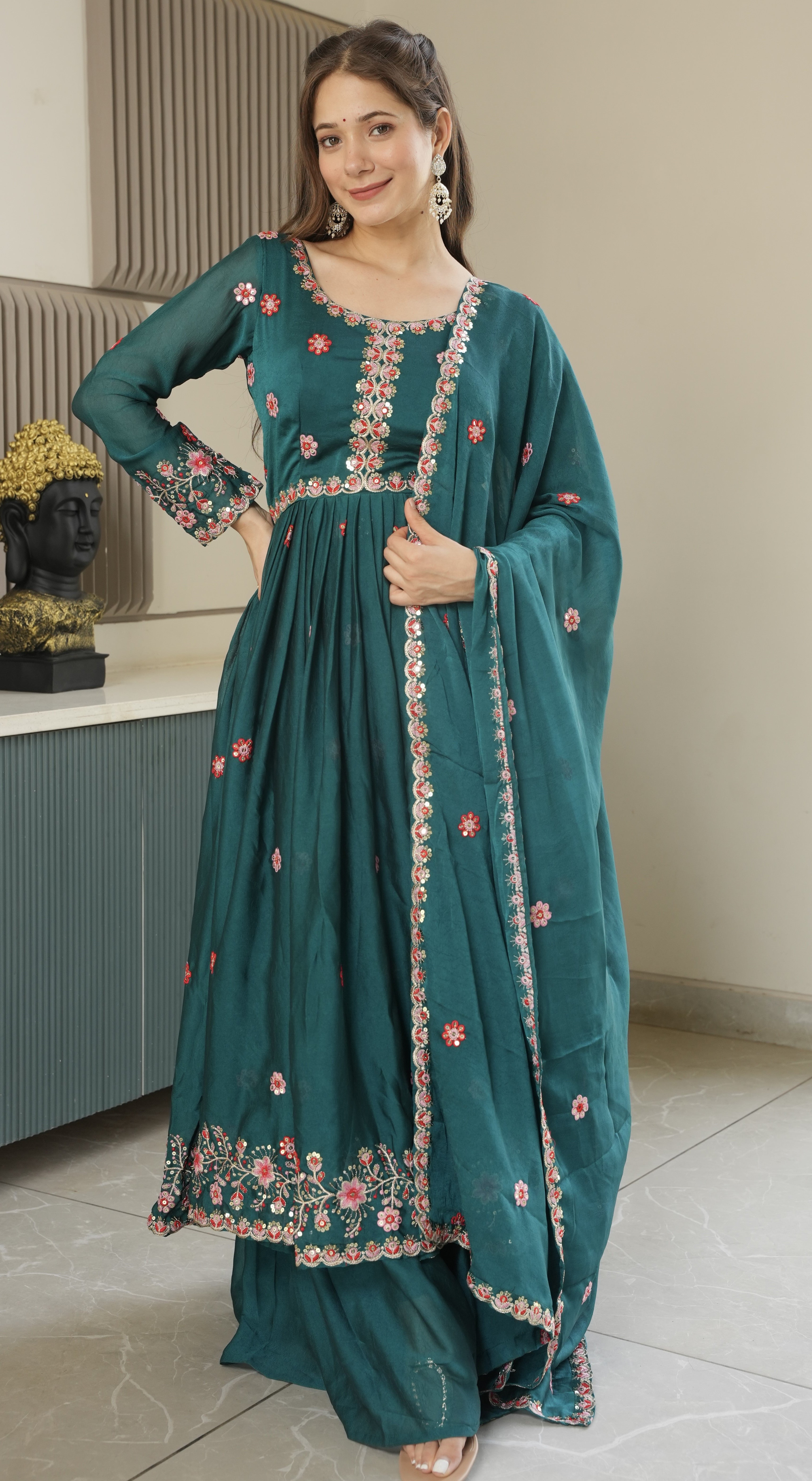 Designer Party Wear Look Gown, Pent And Dupatta