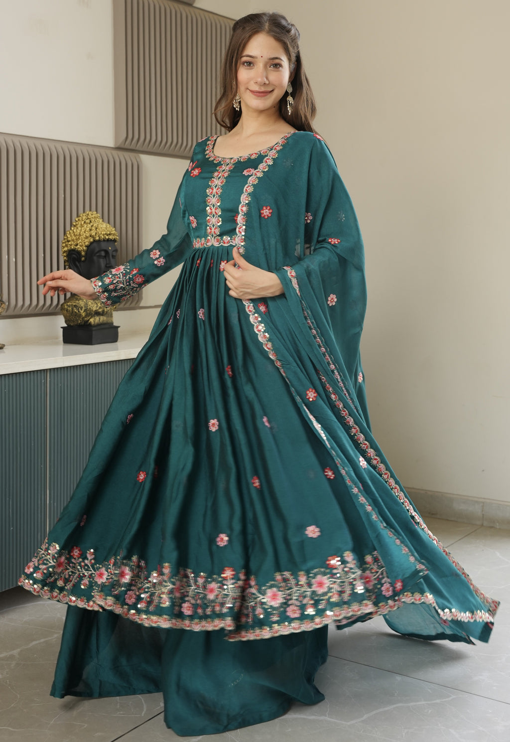 Designer Party Wear Look Gown, Pent And Dupatta