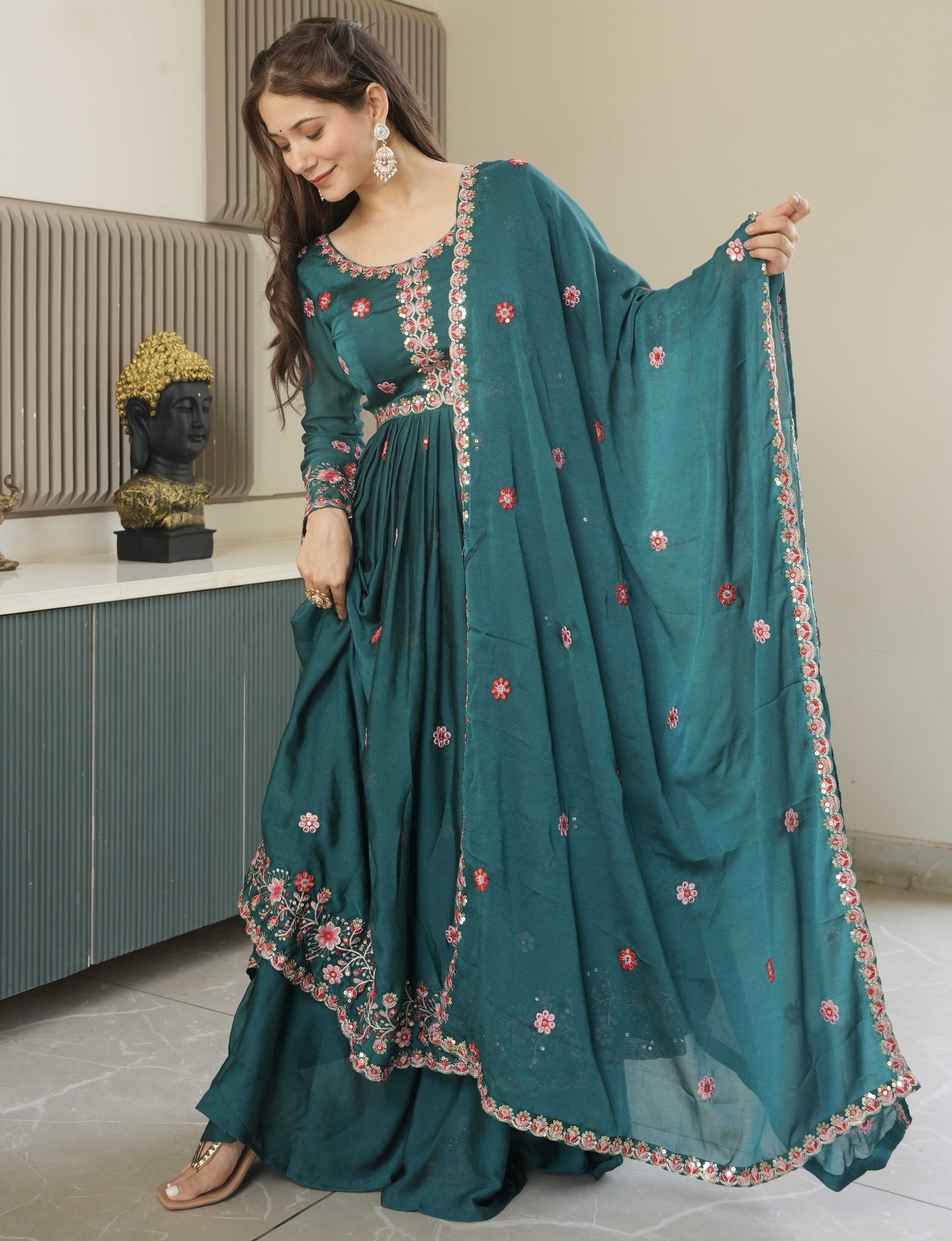 Designer Party Wear Look Gown, Pent And Dupatta