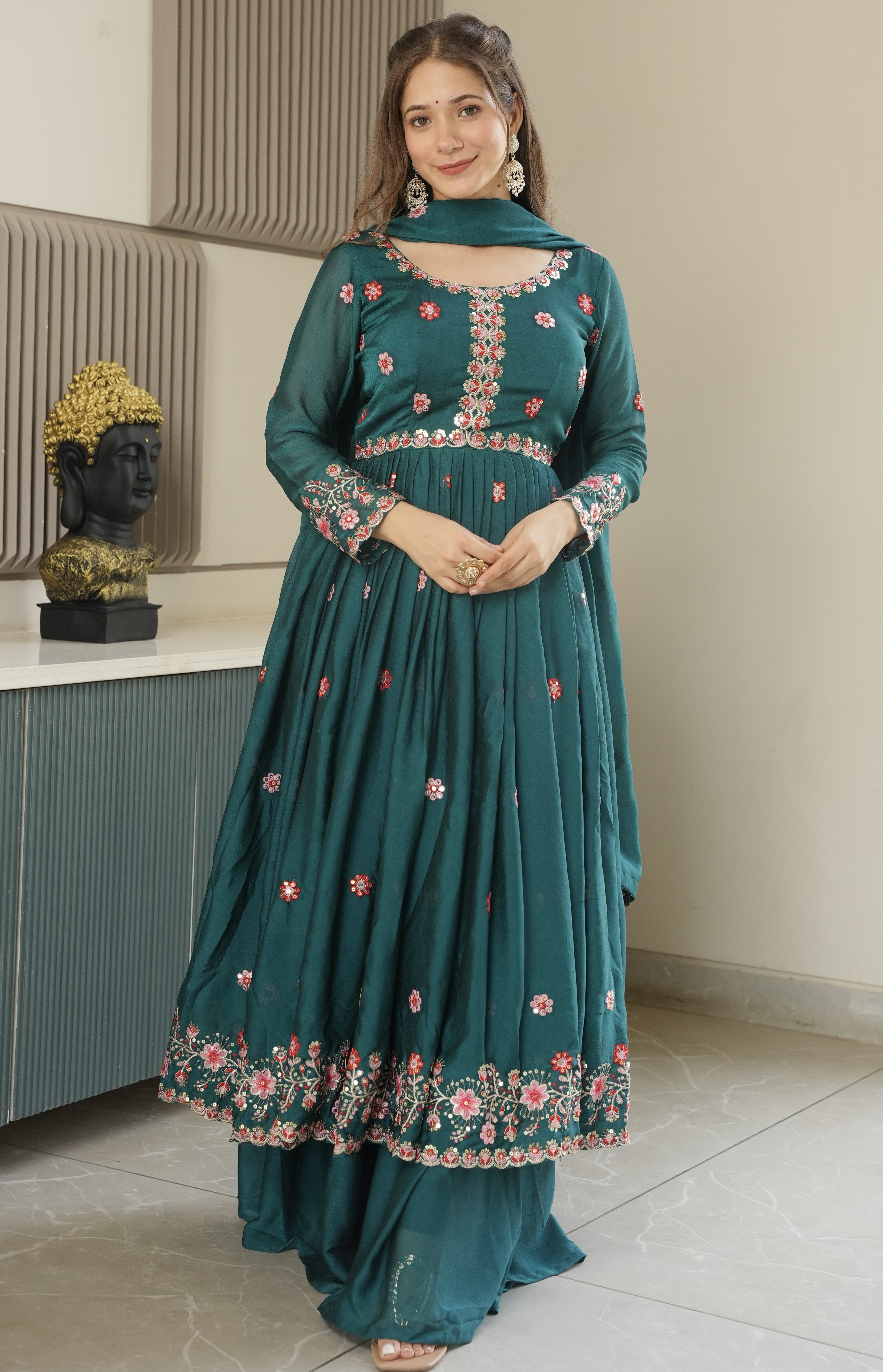 Designer Party Wear Look Gown, Pent And Dupatta