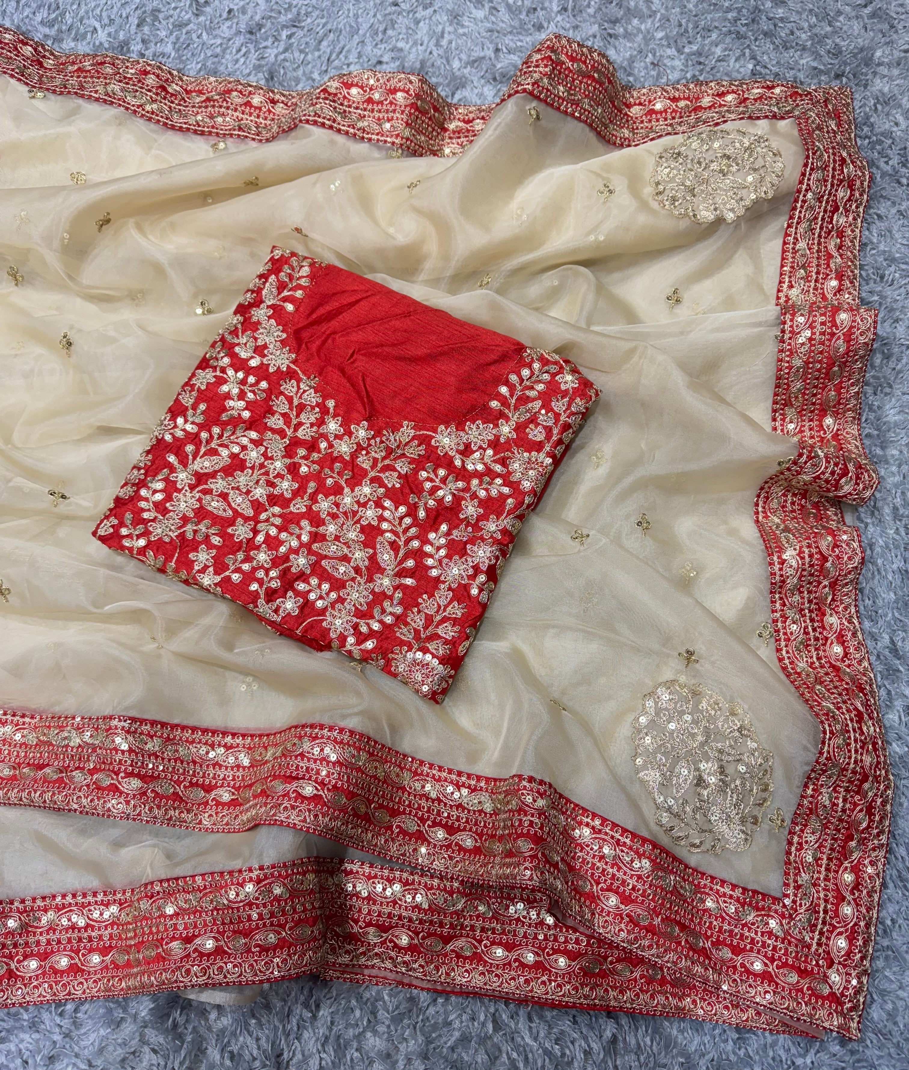 Trending Saree With Sequence And Dori Embroidery Work