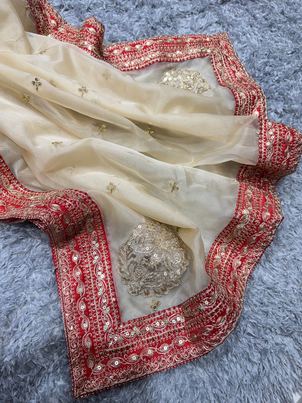 Trending Saree With Sequence And Dori Embroidery Work