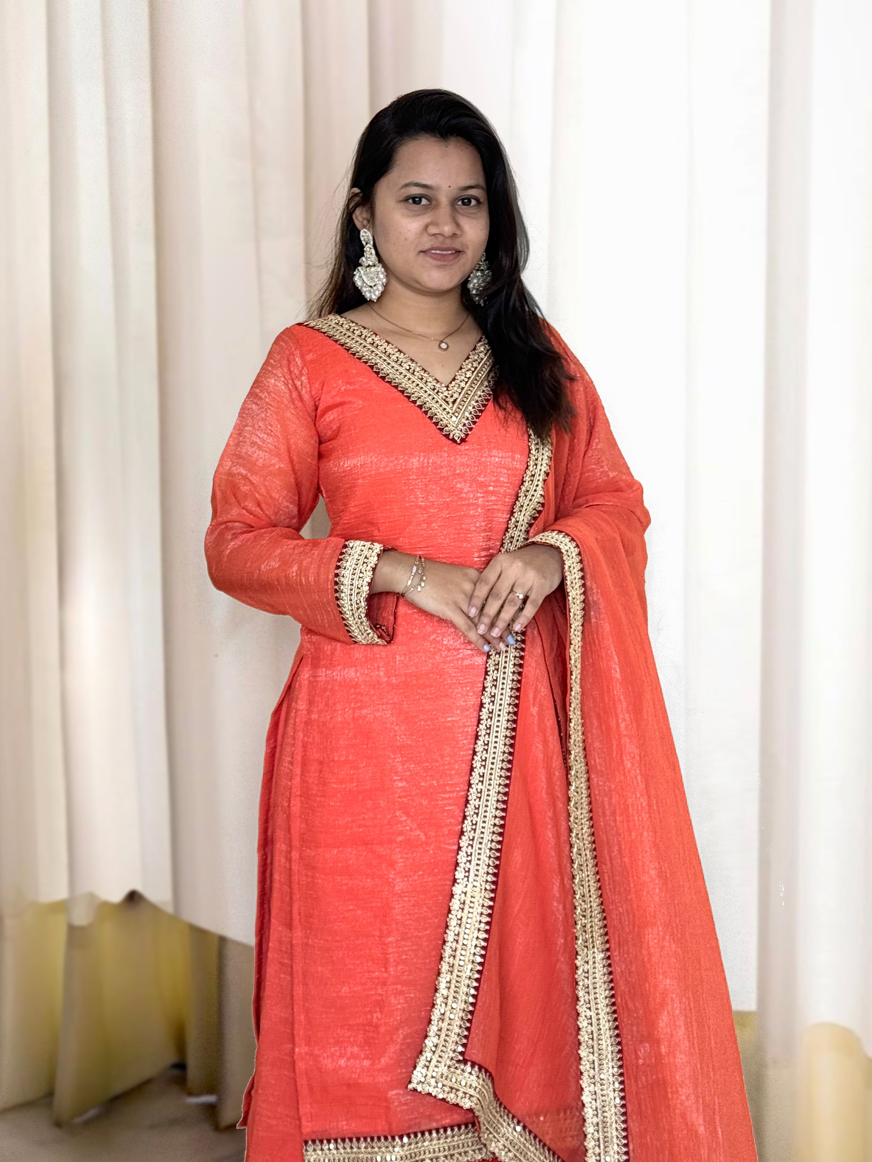 Beautiful Party Wear Top Bottom And Dupatta With Embroidery Work