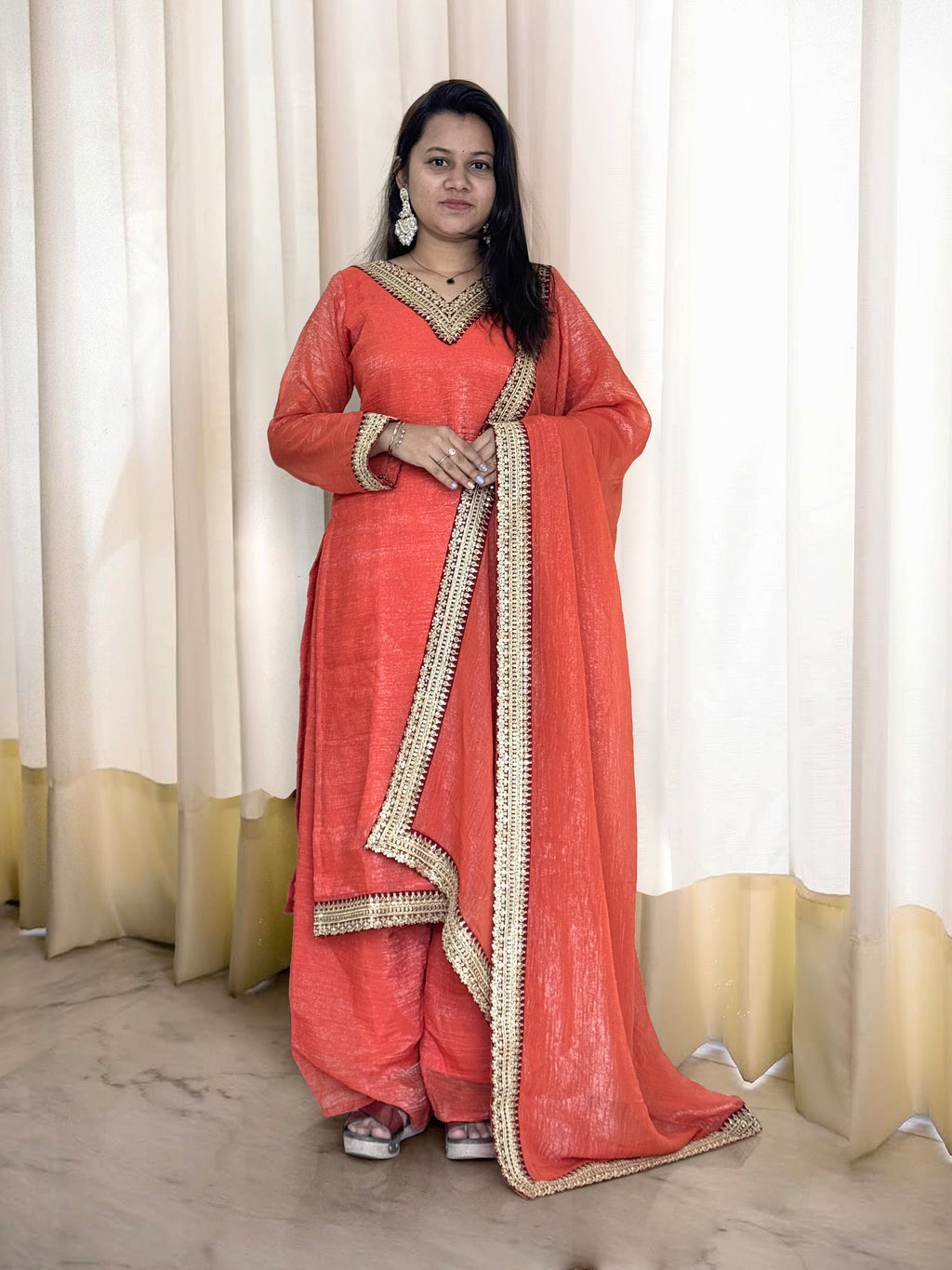 Beautiful Party Wear Top Bottom And Dupatta With Embroidery Work