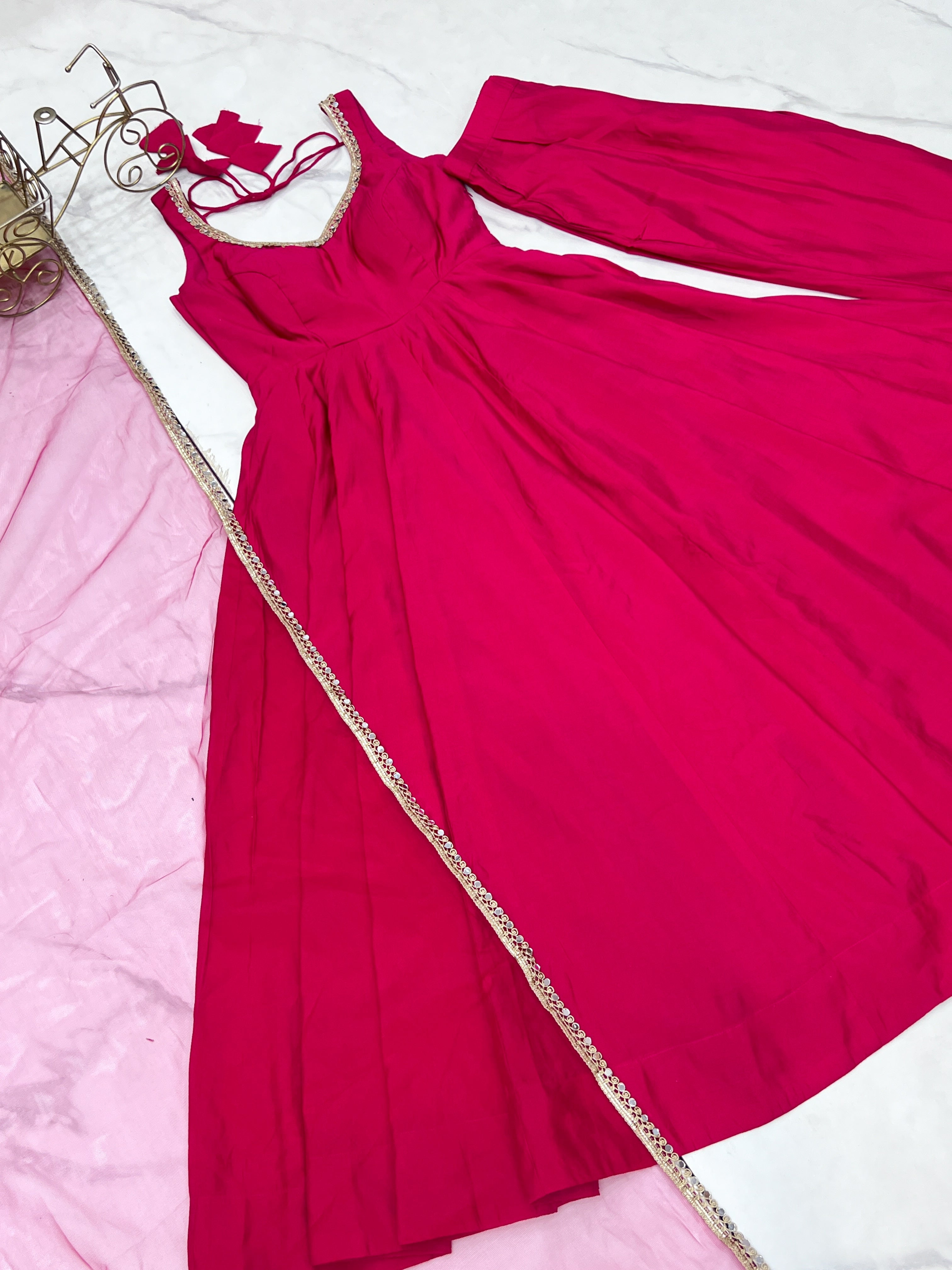 Fancy Party Wear Anarkali Gown, Pent And Beautiful Dupatta