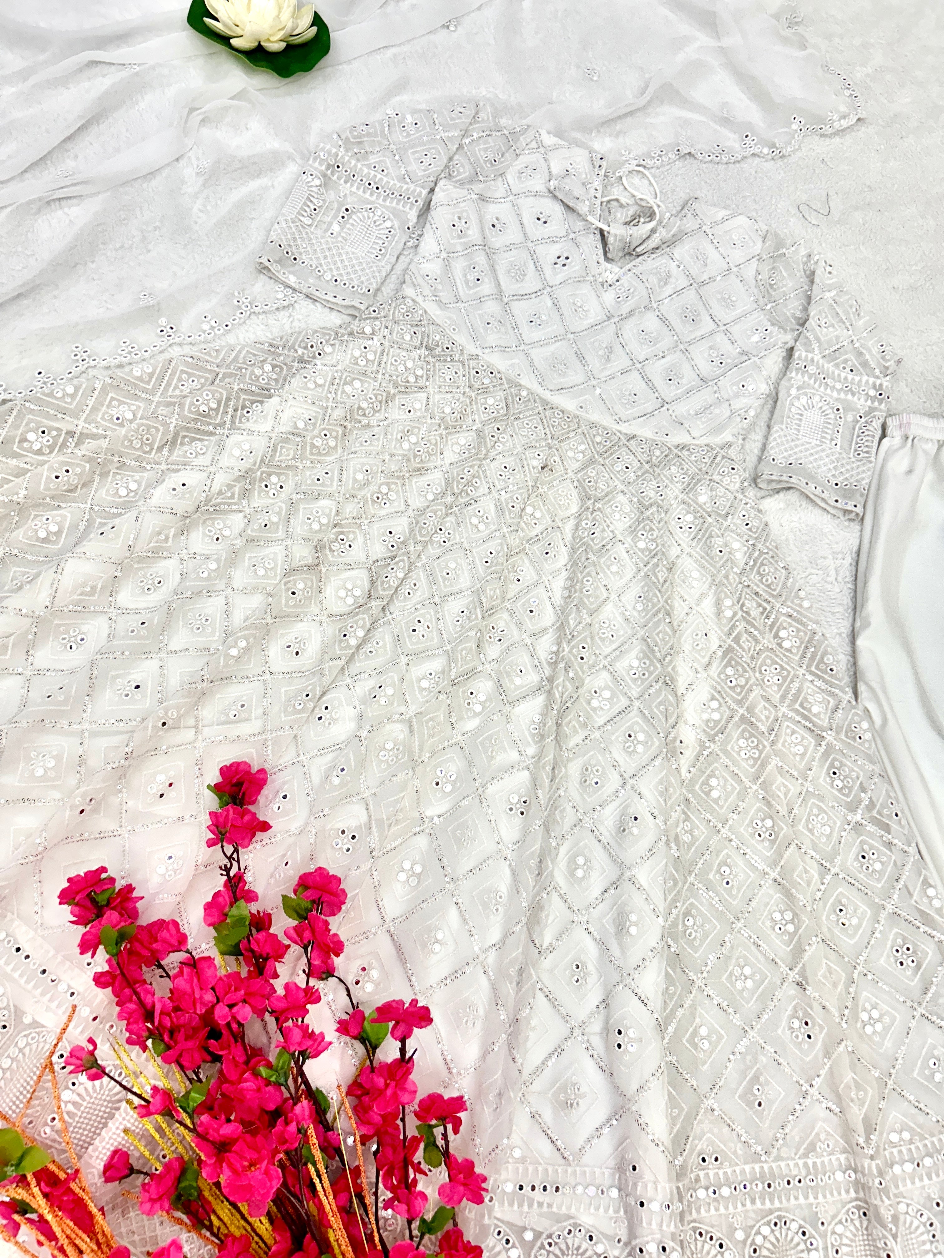 Designer Party Wear Look Anarkali Gown-Pent And Dupatta