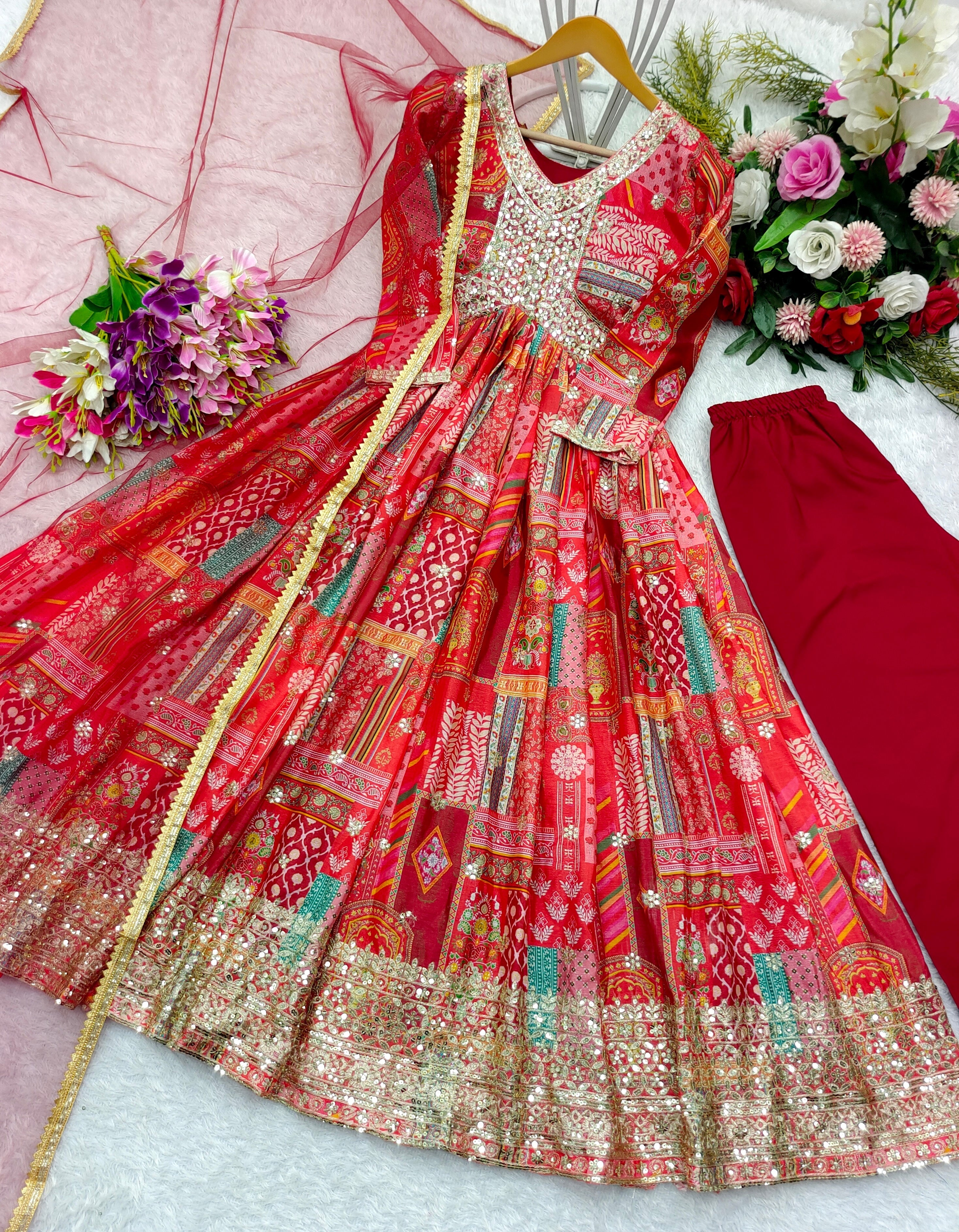 Designer Party Wear Aliya-Cut Gown -Pent And Dupatta
