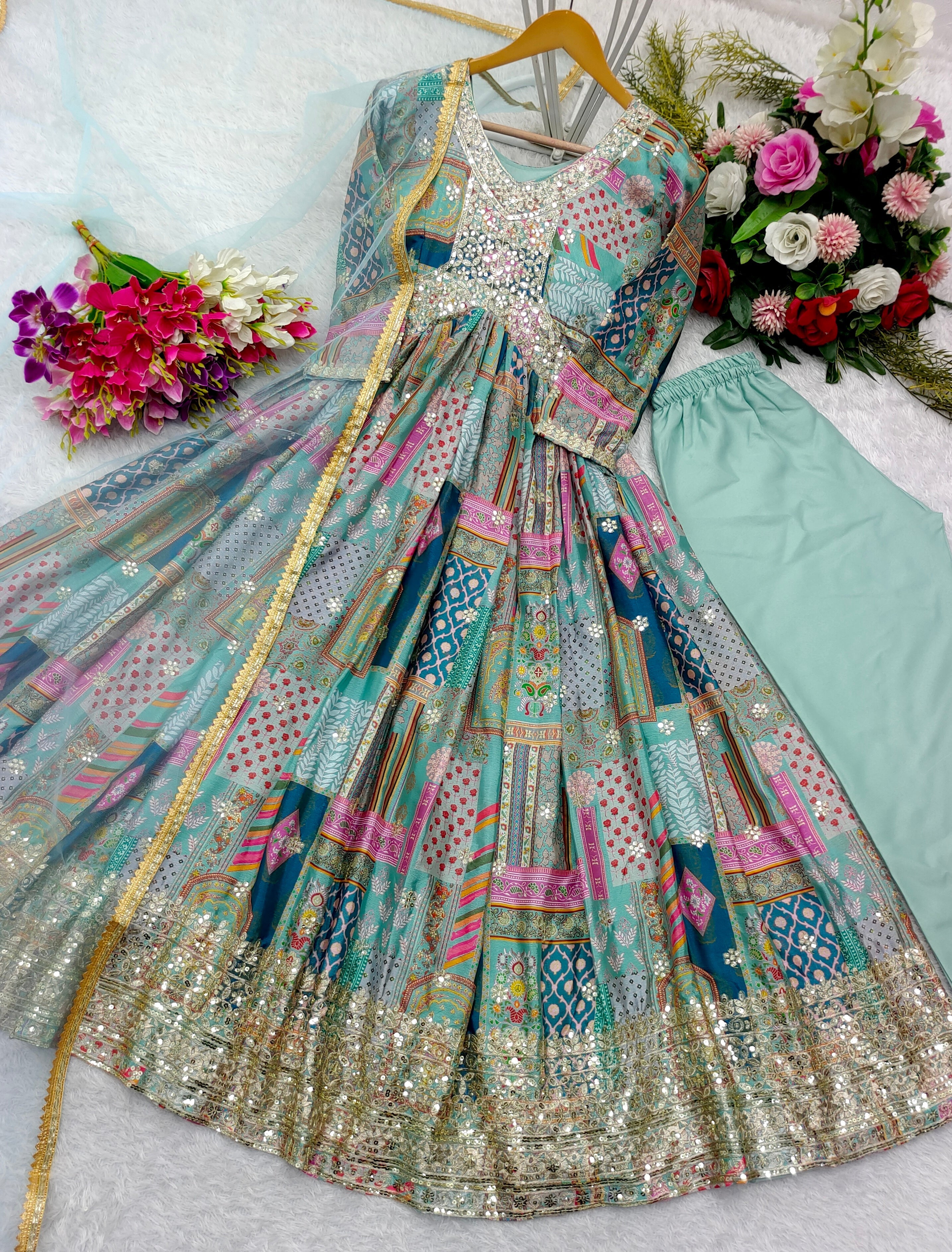 Designer Party Wear Aliya-Cut Gown -Pent And Dupatta
