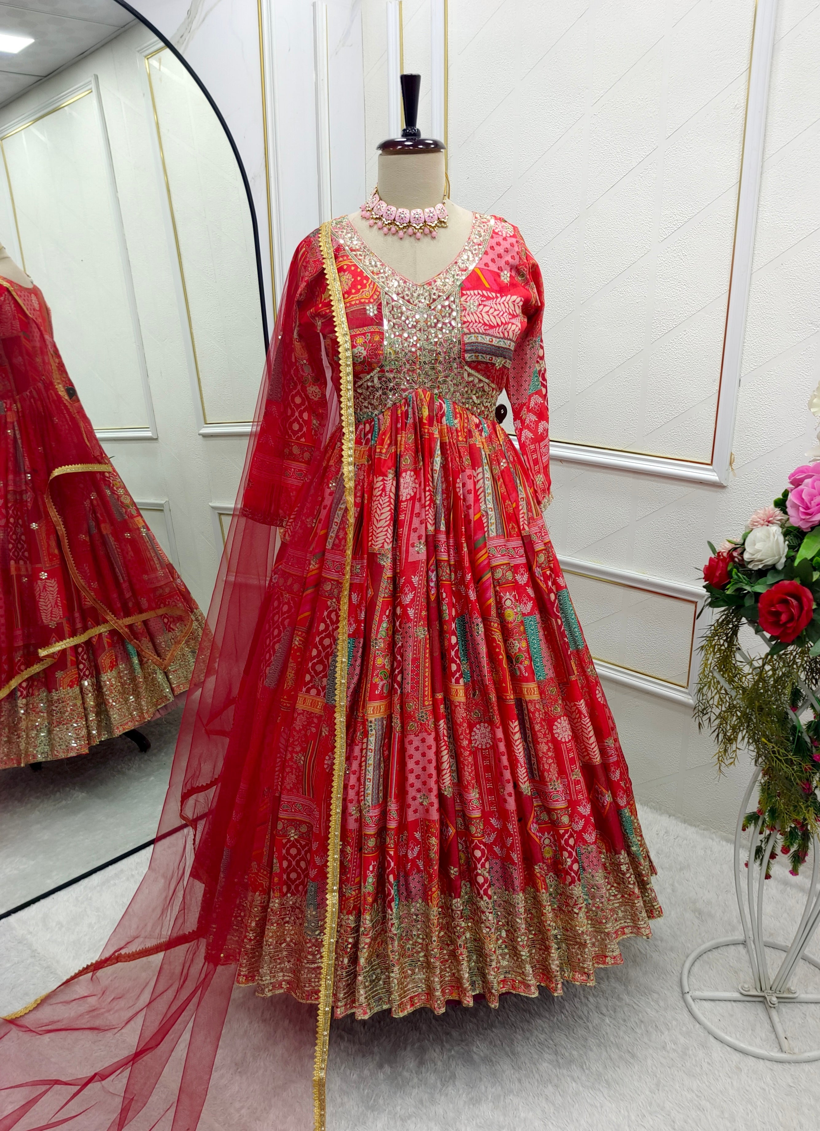 Designer Party Wear Aliya-Cut Gown -Pent And Dupatta
