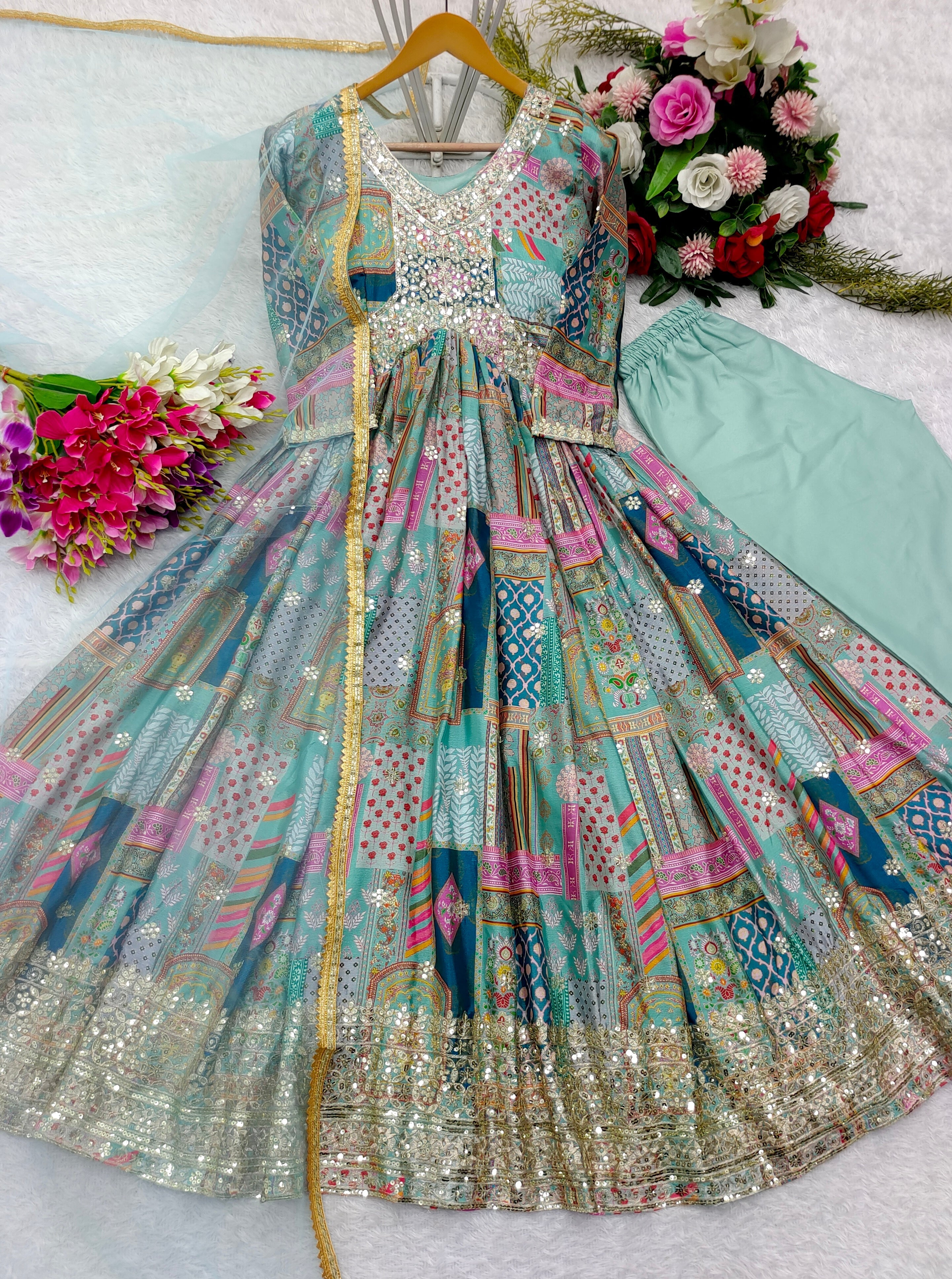 Designer Party Wear Aliya-Cut Gown -Pent And Dupatta