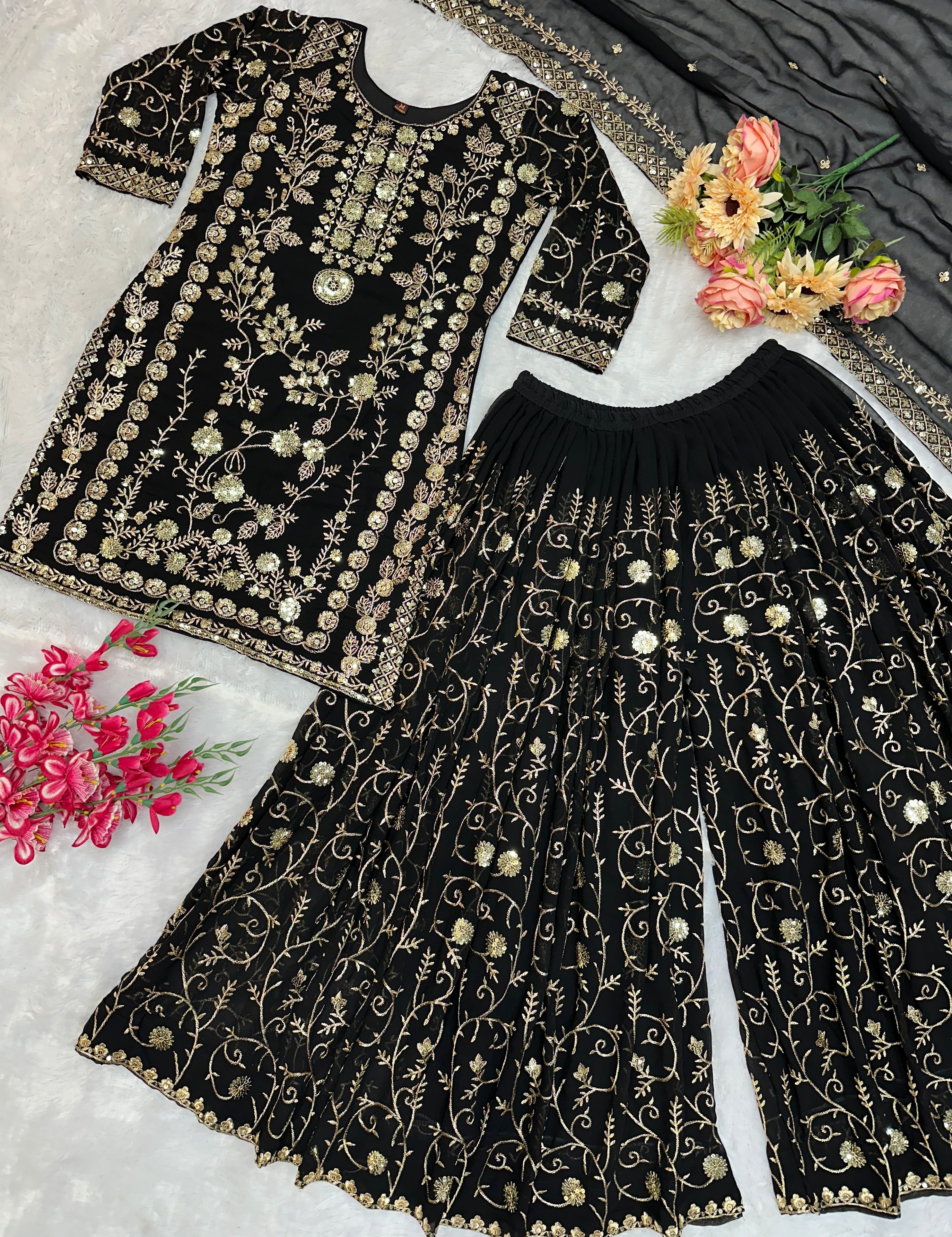 Beautiful Party Wear Top Bottom And Dupatta