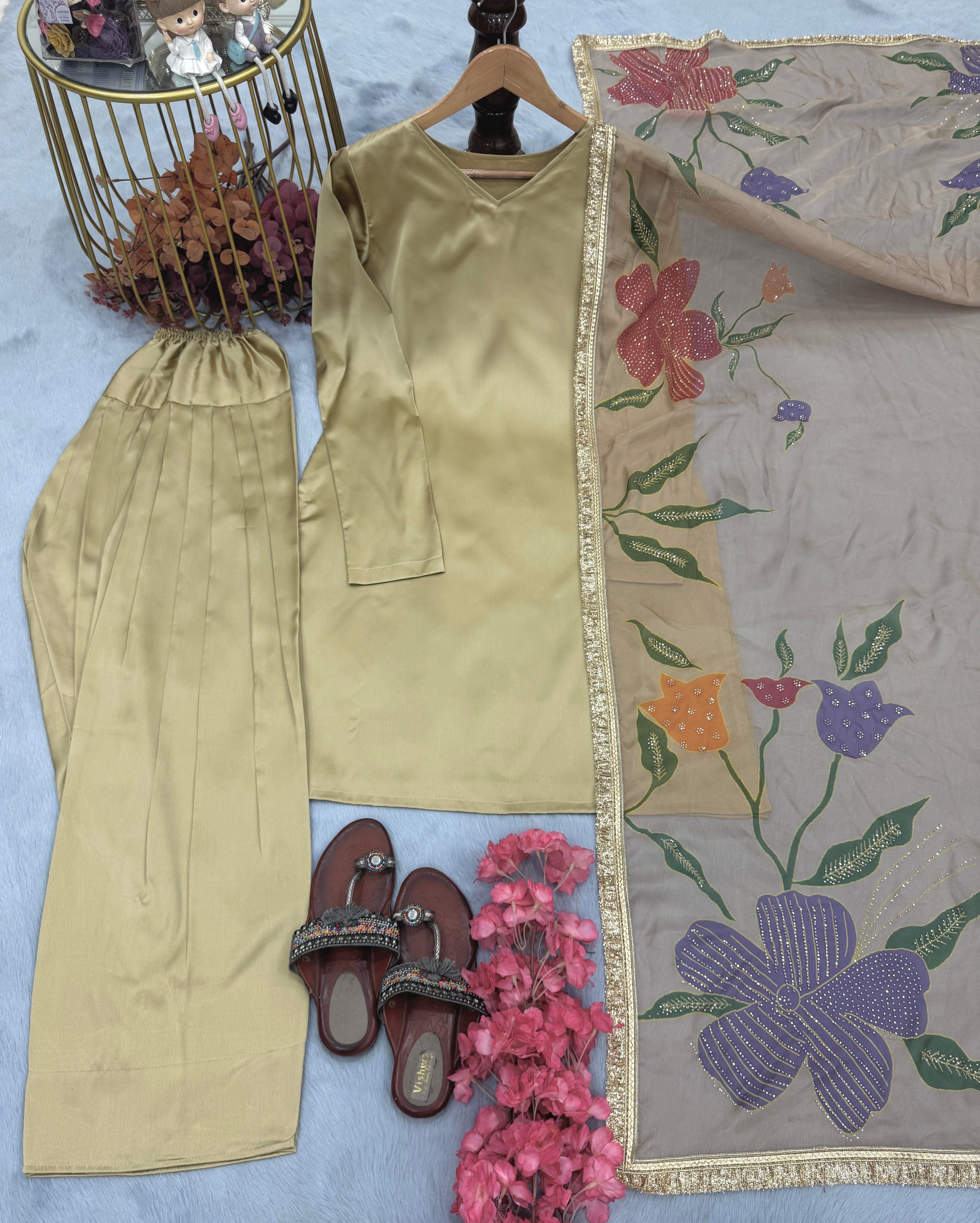 डिज़ाइनर पार्टी वियर टॉप-बॉटम और खूबसूरत दुपट्टा