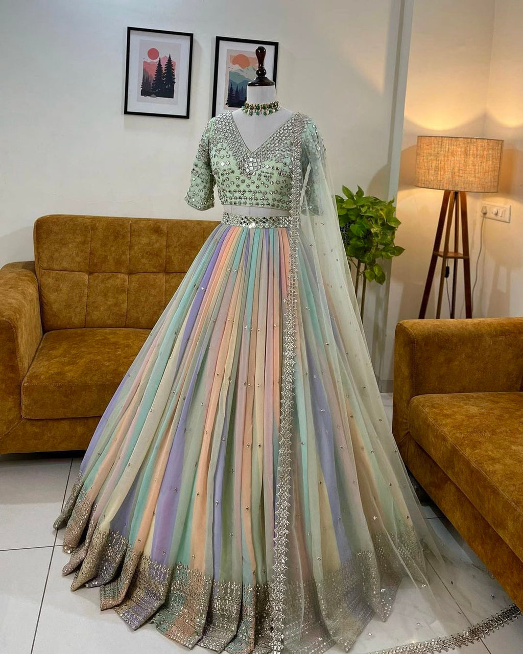 Party Wear Designer Lehenga Choli With Fancy Lace Work