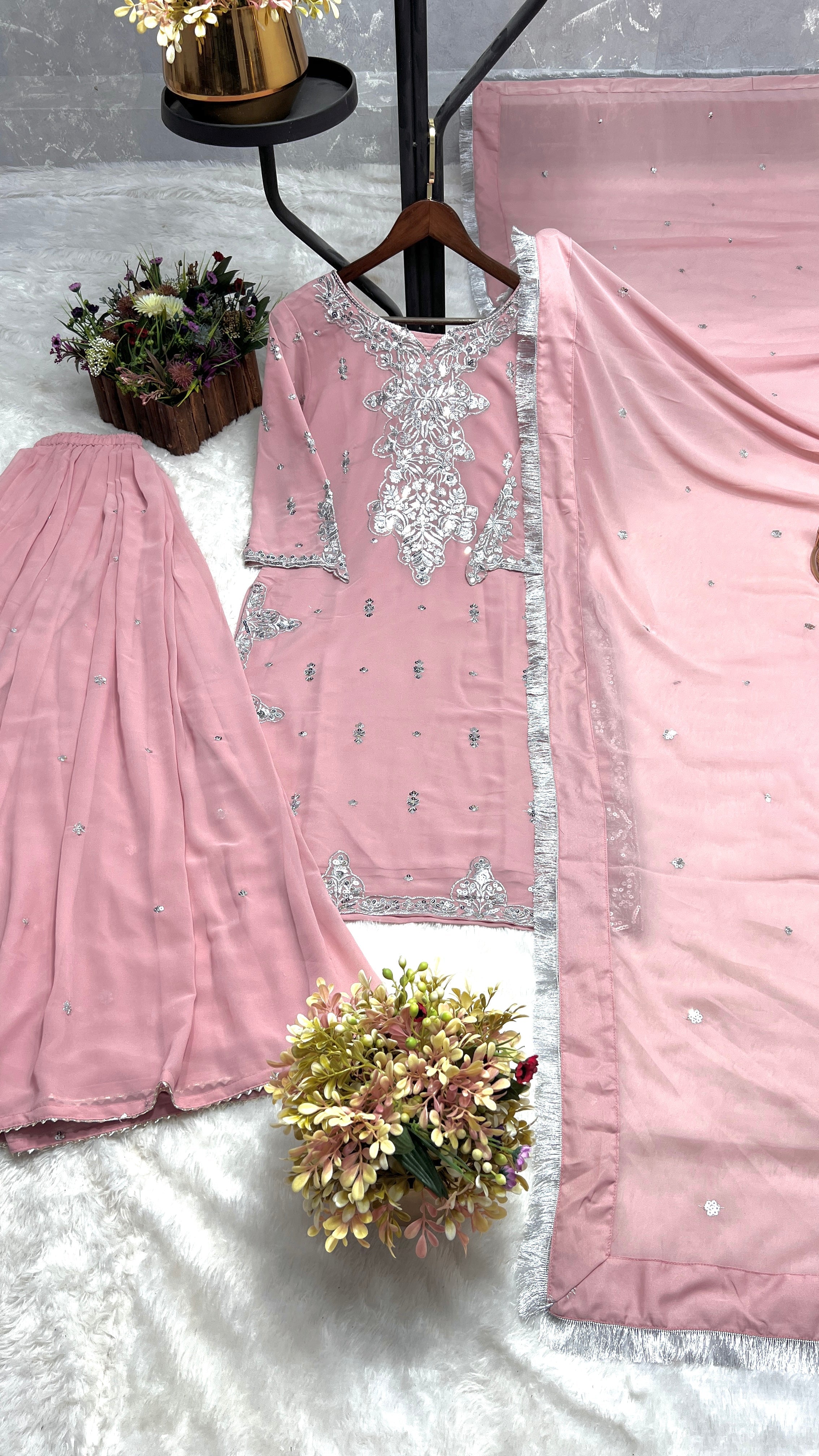 Beautiful Party Wear Top And Bottom With Dupatta