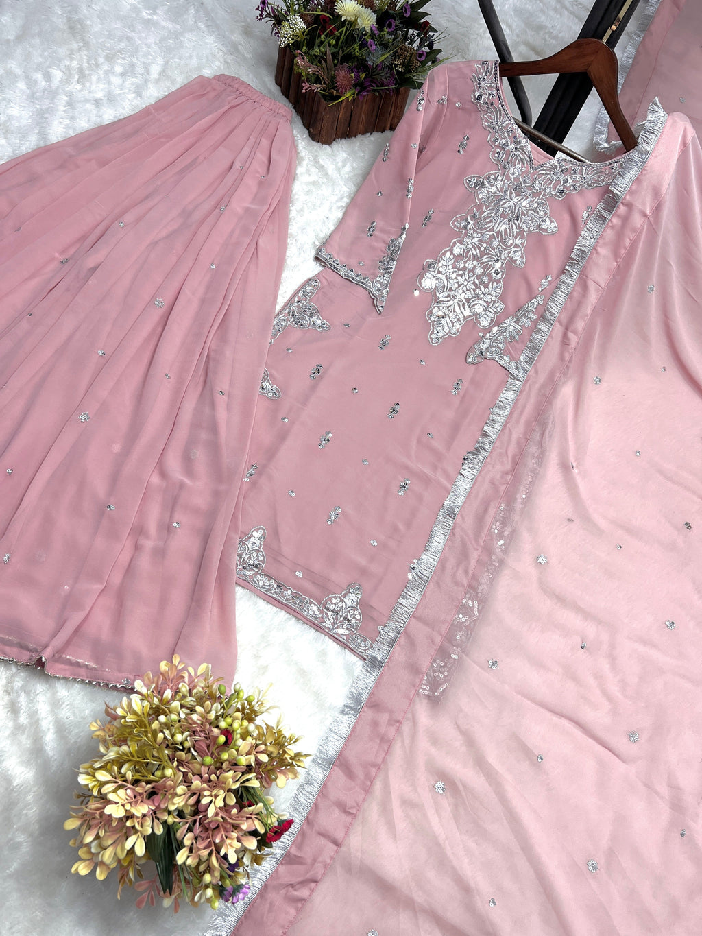 Beautiful Party Wear Top And Bottom With Dupatta